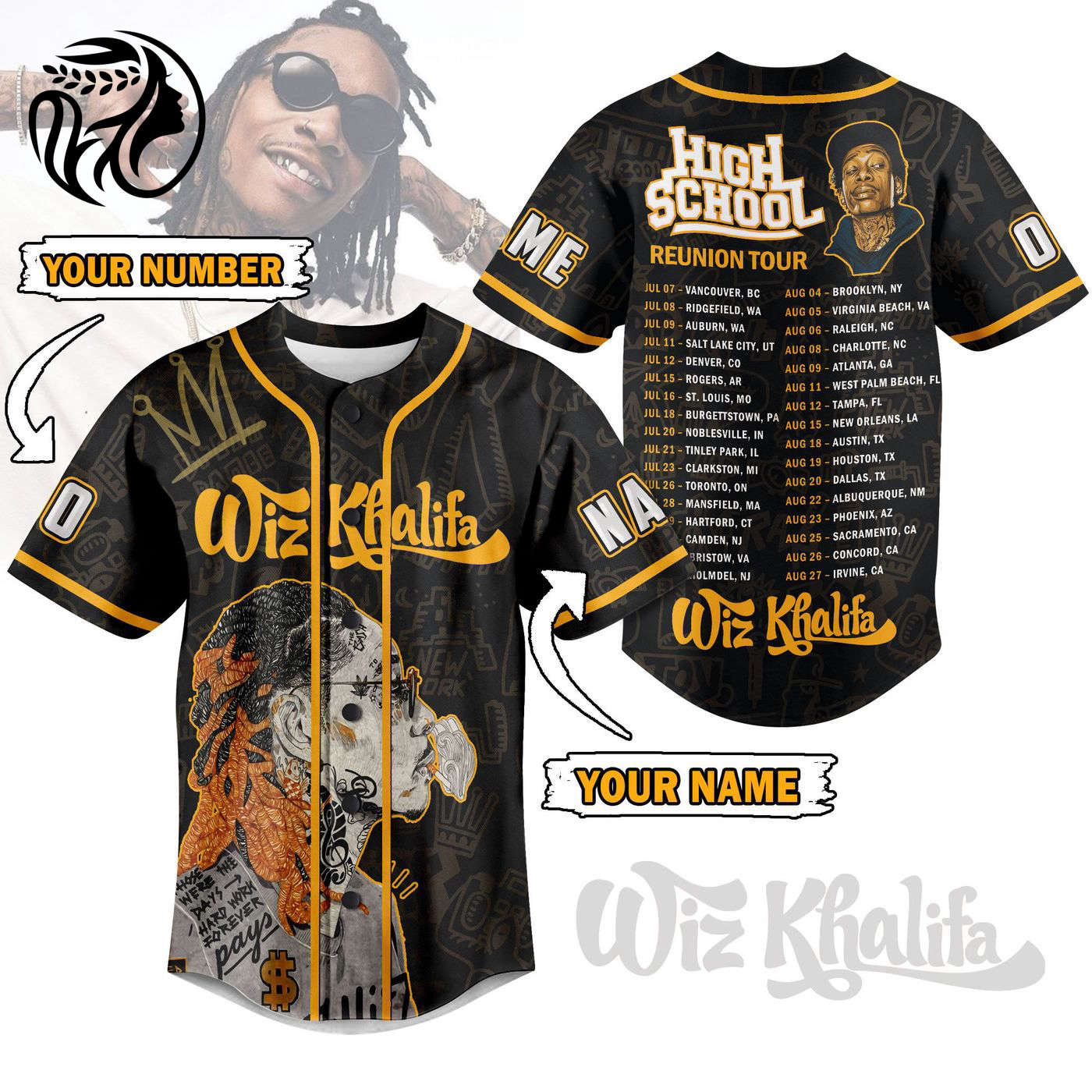 Wiz Khalifa Baseball Jersey For Men Women And Kids Gift