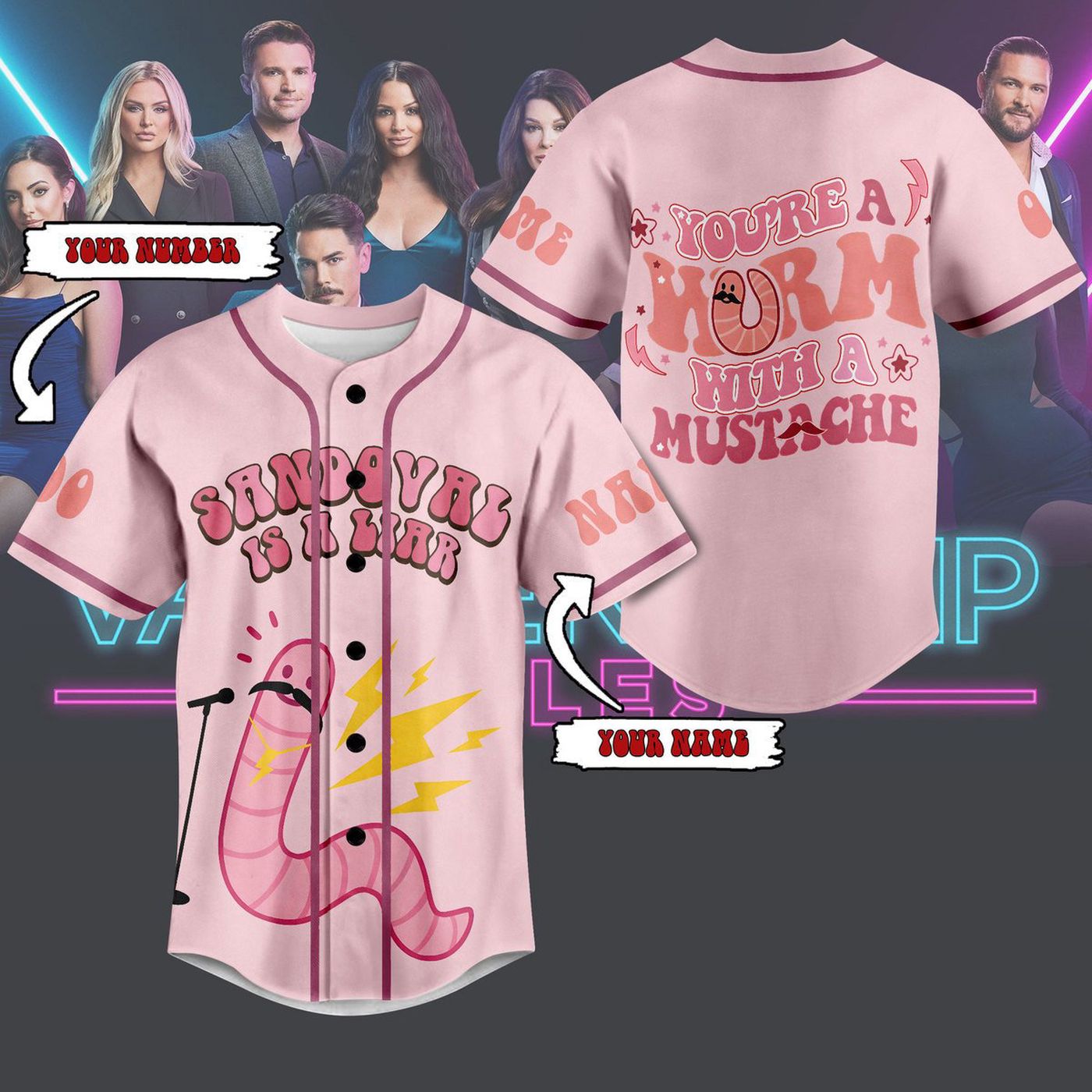 Worm With A Mustache Baseball Jersey For Men Women And Kids Gift