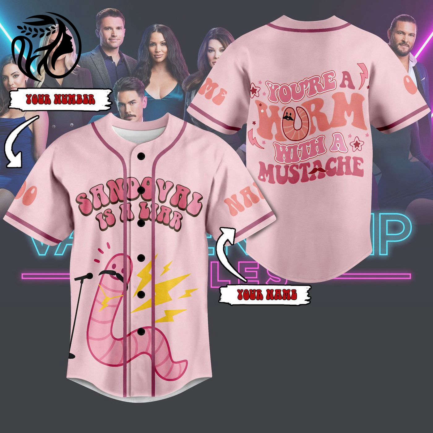 Worm With A Mustache Baseball Jersey For Men Women And Kids Gift
