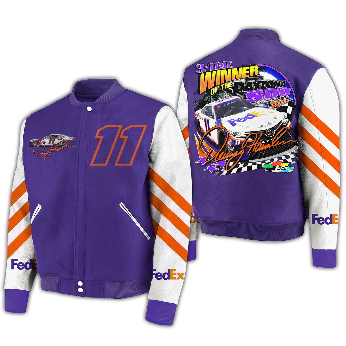 Denny Hamlin FedEx F New Premium Baseball Jacket Gift For Fan