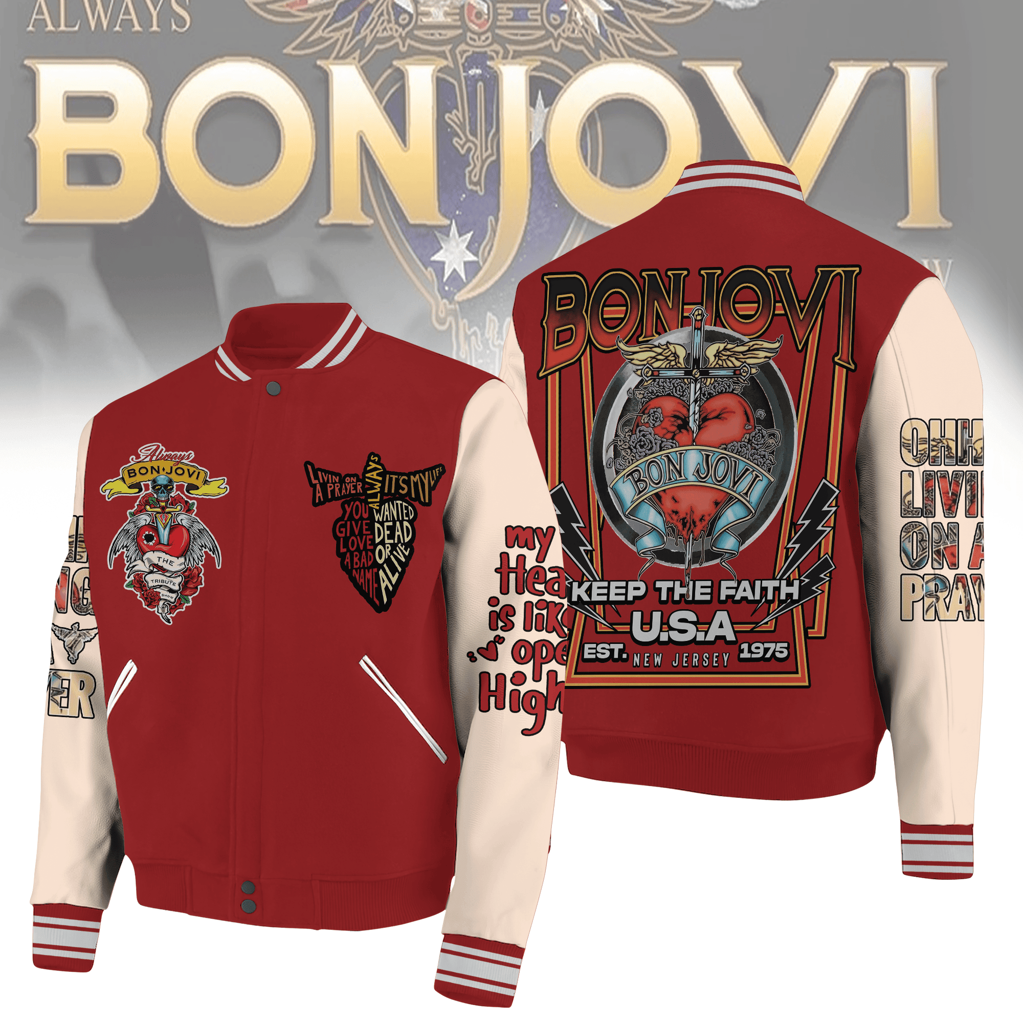 Bon Jovi New Premium Baseball Jacket Gift For Fan