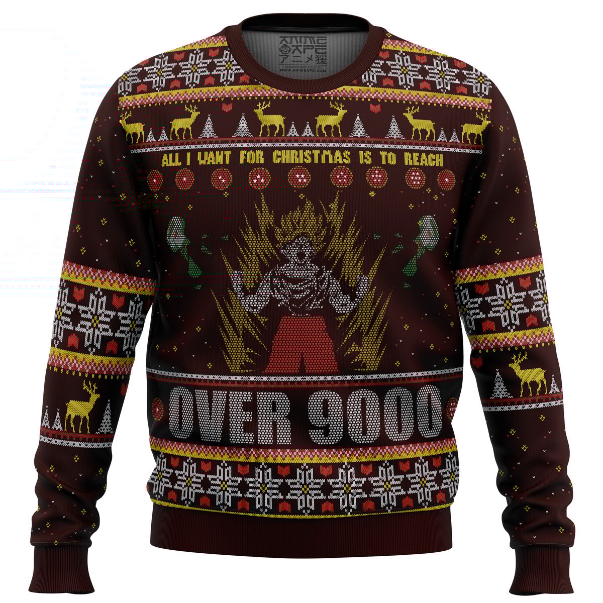 Get Festive with DBZ Goku Over 9000 Ugly Christmas Sweater – Dragon Ball Z Merch