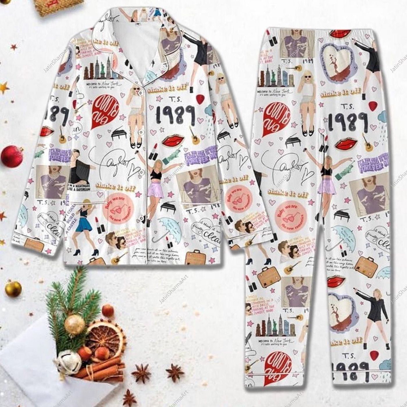 Taylor s Women Pajamas Set: Vintage 1989 Style & Taylor Eras Tour – TS Thick Pajamas Set