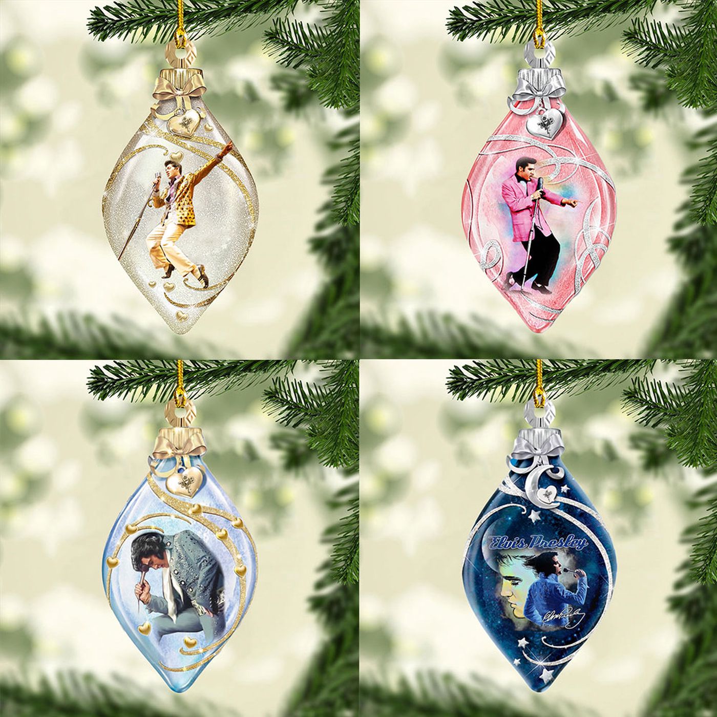 4PCS Elvis Presley Custom Shape 2-sided Acrylic Ornament Gift