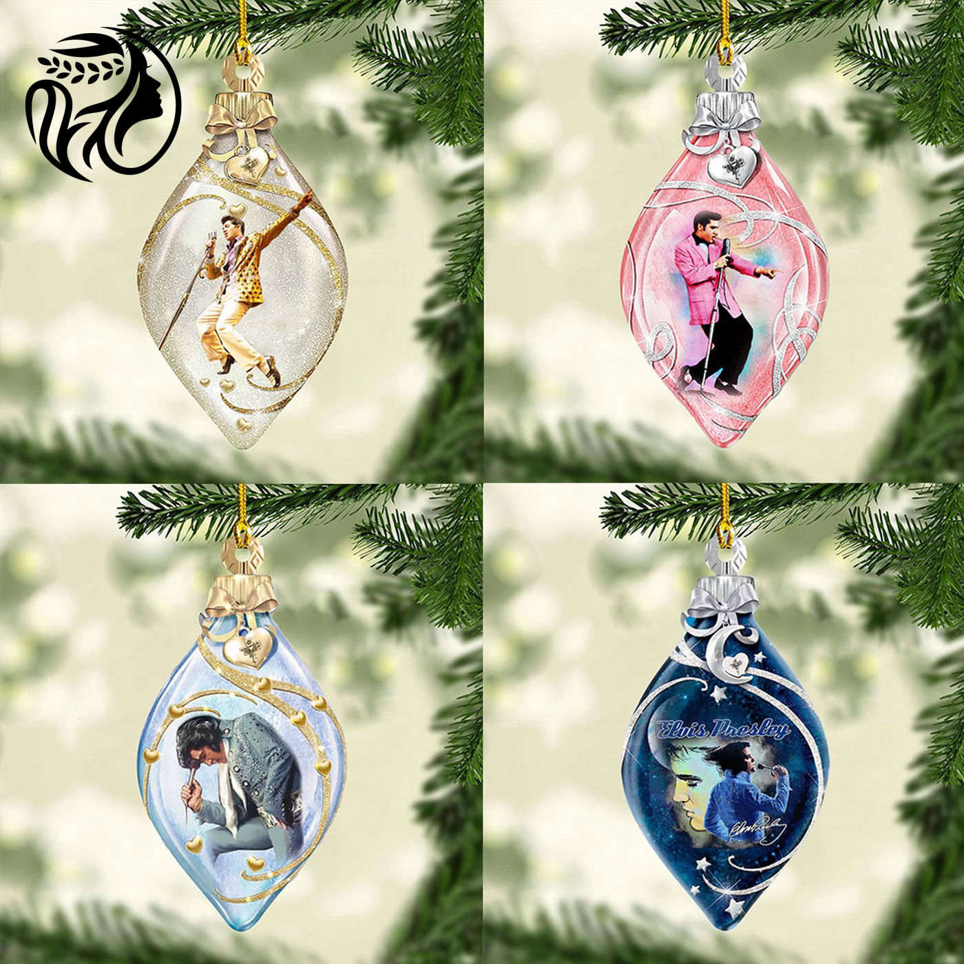 4PCS Elvis Presley Custom Shape 2-sided Acrylic Ornament Gift