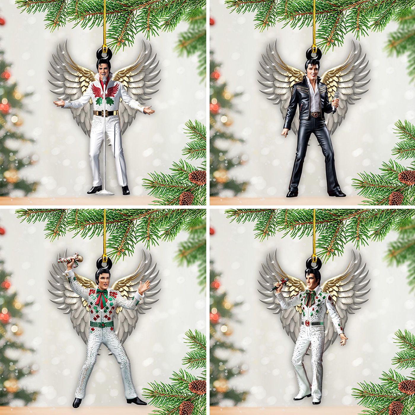 4PCS Elvis Presley Custom Shape 2-sided Acrylic Ornament