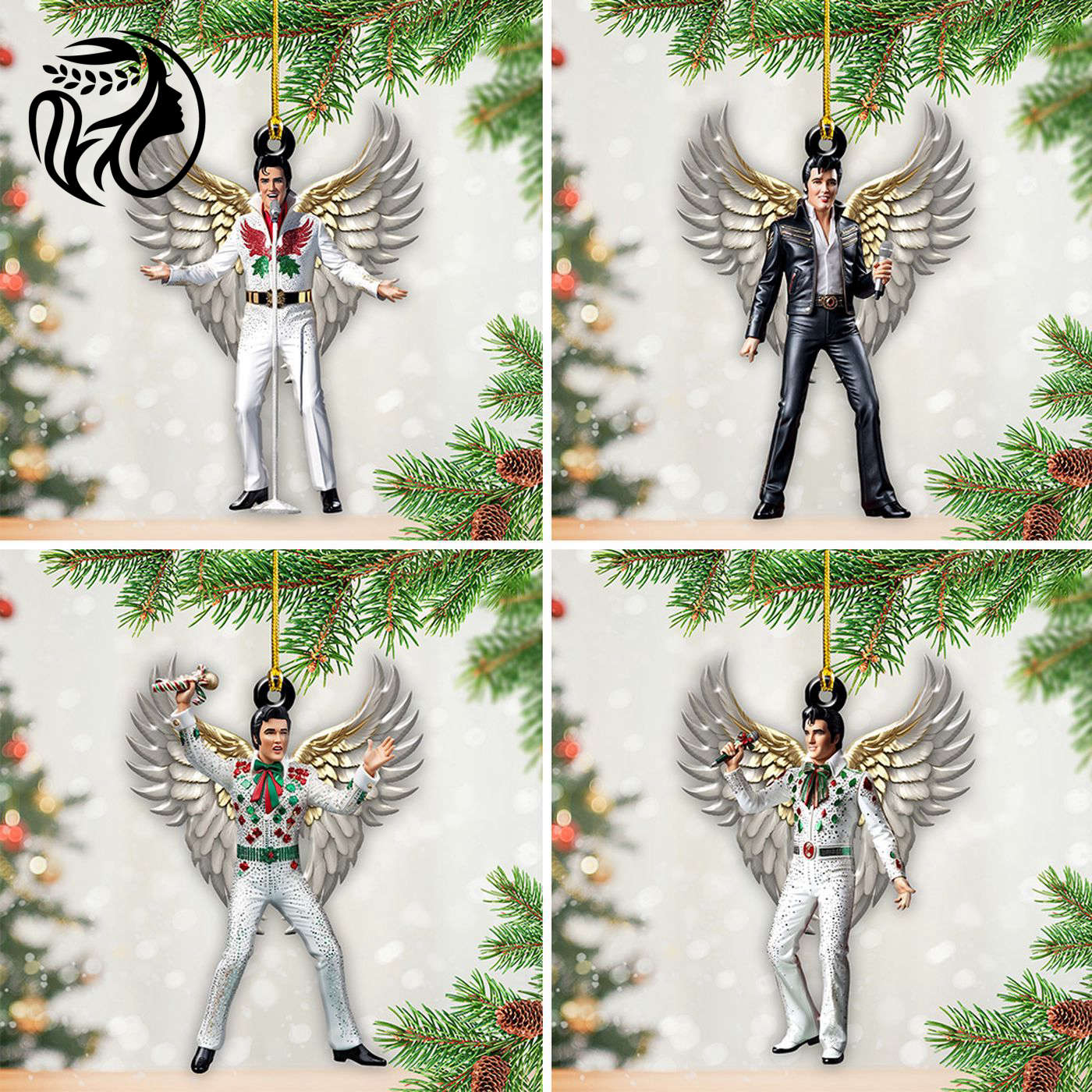 4PCS Elvis Presley Custom Shape 2-sided Acrylic Ornament