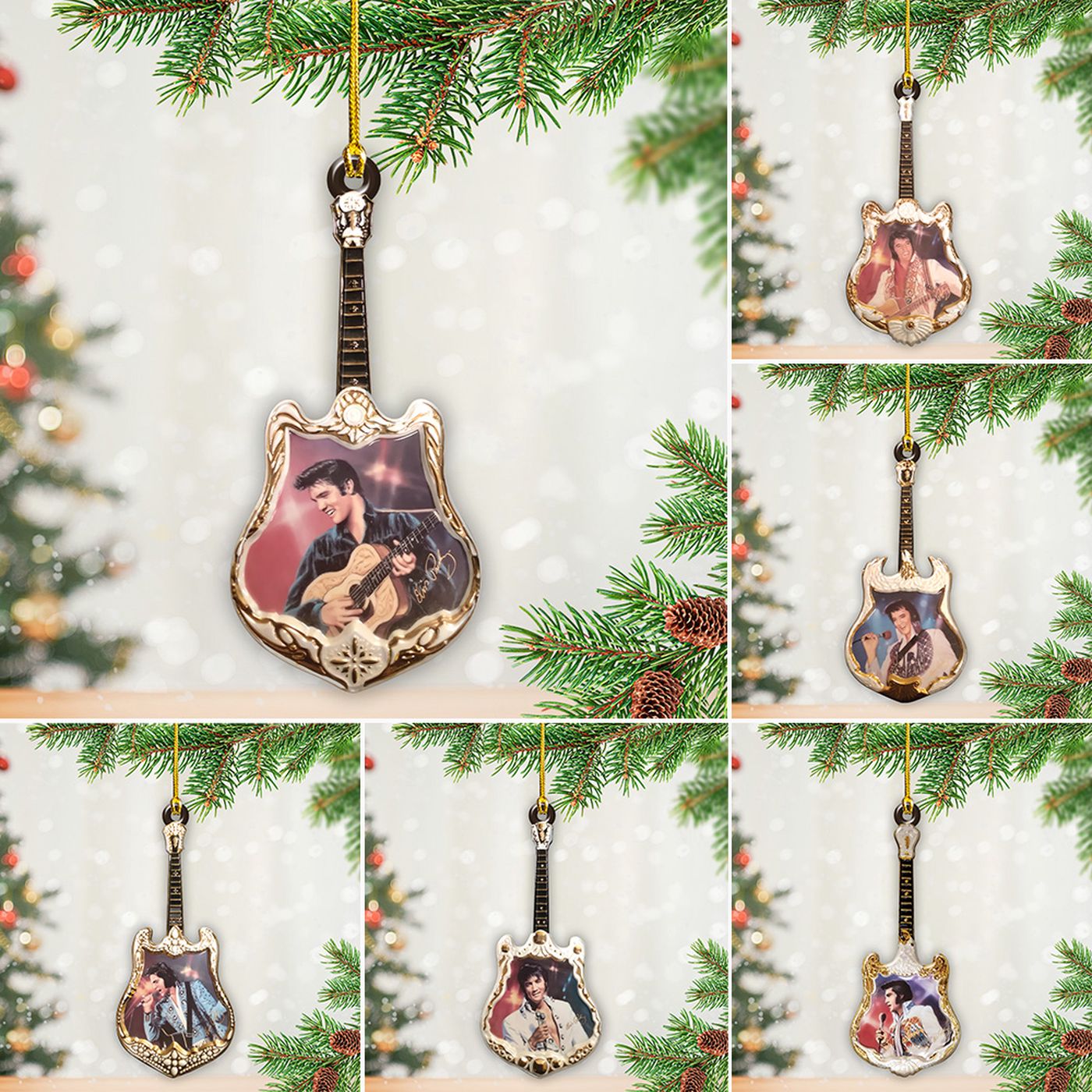 6PCS Elvis Presley Custom Shape 2-sided Acrylic Ornament Gift