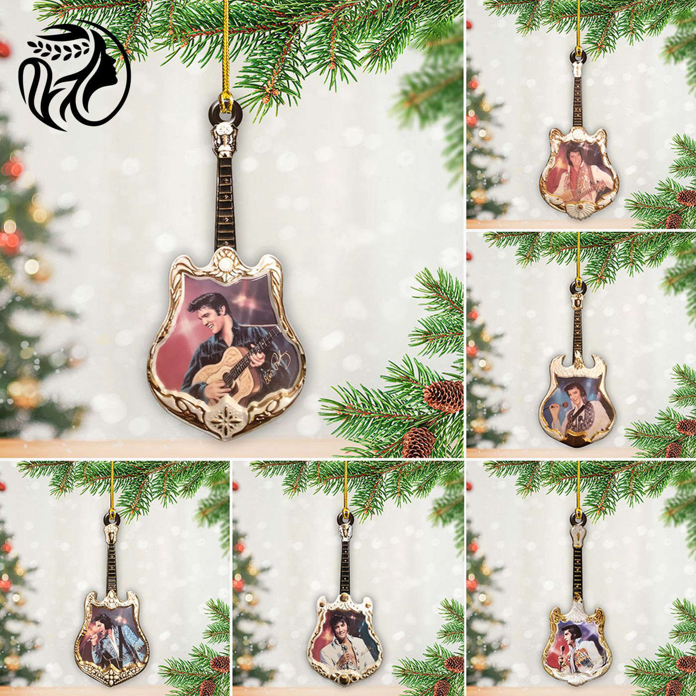 6PCS Elvis Presley Custom Shape 2-sided Acrylic Ornament Gift