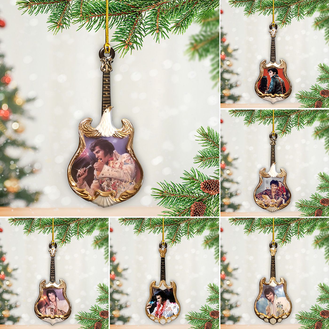 6PCS Elvis Presley Custom Shape 2-sided Acrylic Ornament Gift