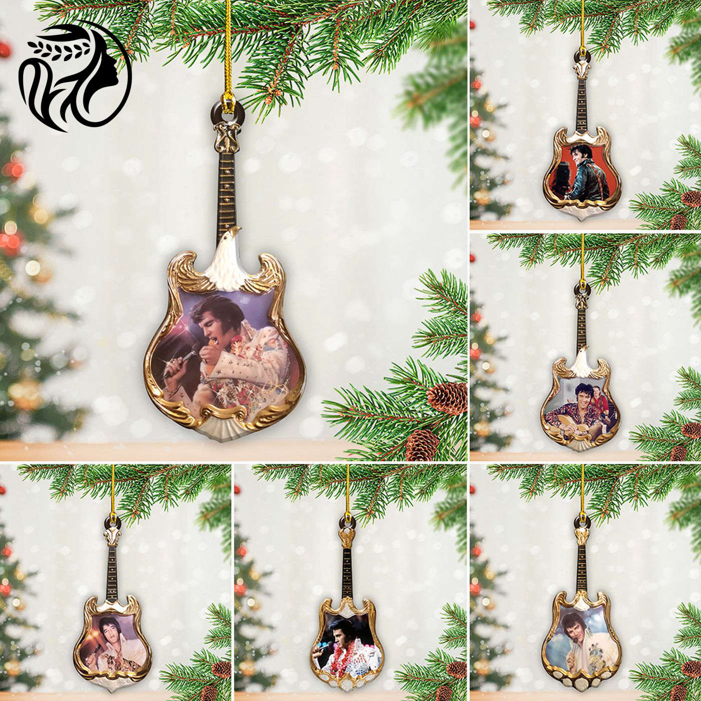 6PCS Elvis Presley Custom Shape 2-sided Acrylic Ornament Gift