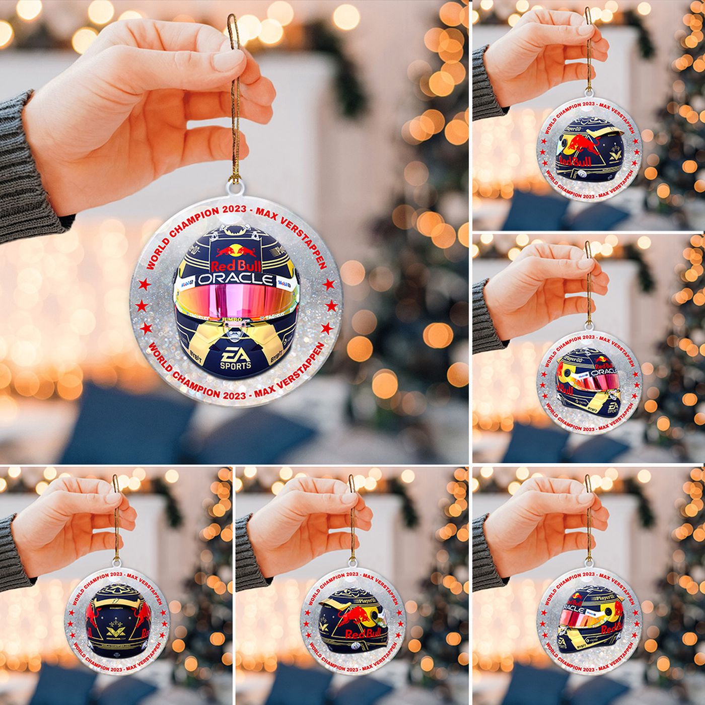 6PCS Red Bull Racing F1 2-Side Printed Acrylic Ornament Set Gift
