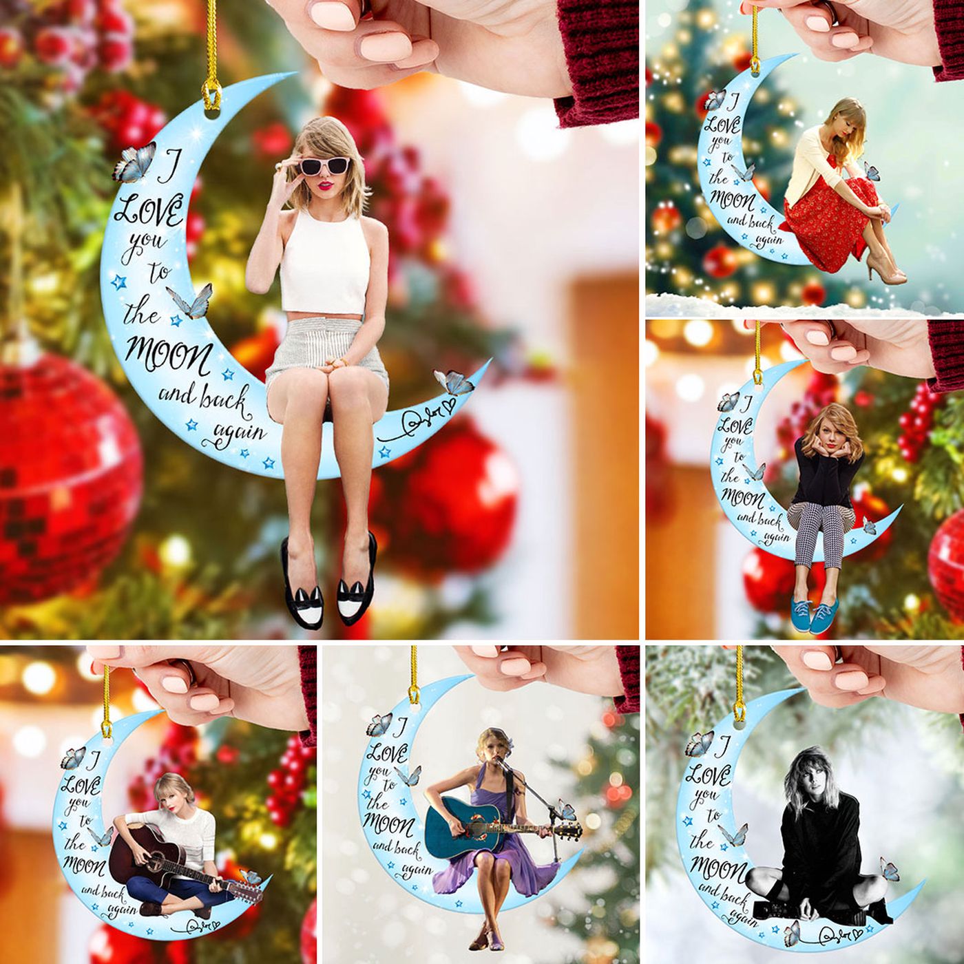 6PCS Taylor Swift 2-Side Printed Acrylic Ornament Set Gift