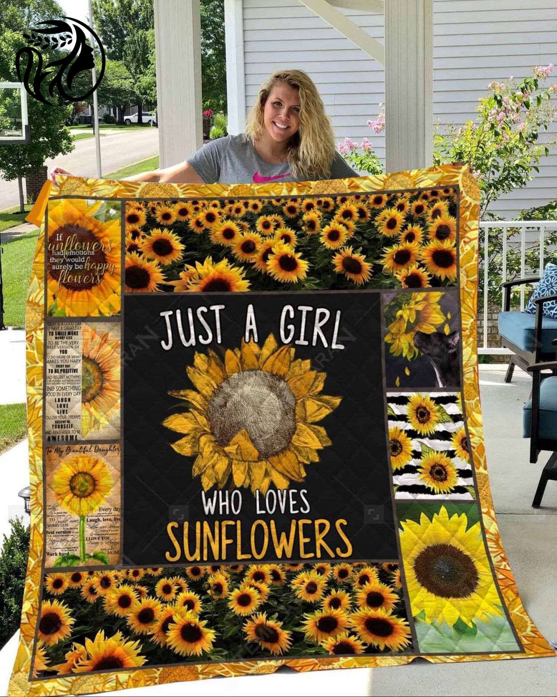 Delightful Girl s Sunflower 3D Custom Quilt – Personalized Comfort with Vibrant Sunflower Design!