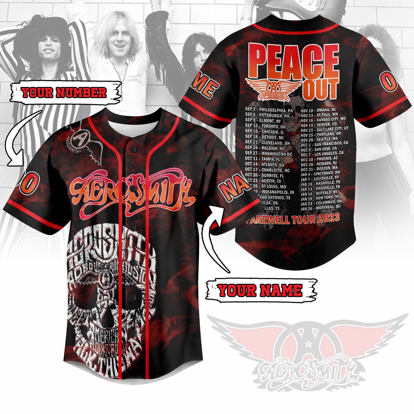 Aerosmith Baseball Jersey For Men Women And Kids Gift