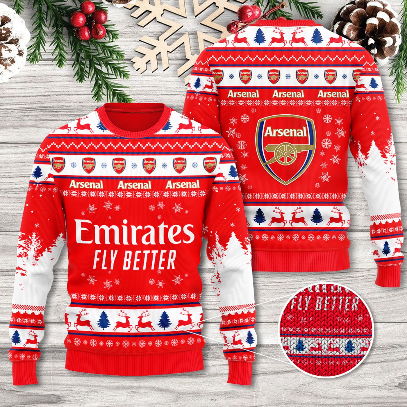 Arsenal 3D Ugly Sweater  – Gift for Women –  – Gift for Women for Men Women Christmas Day