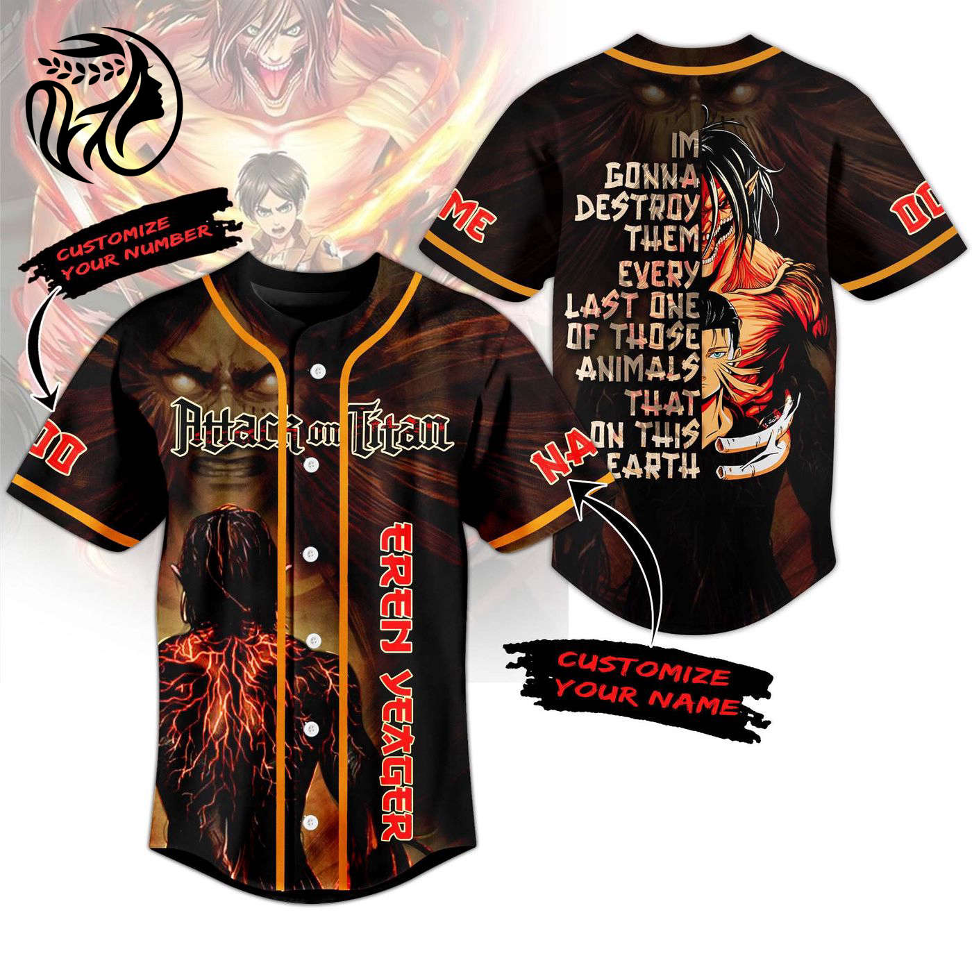 Attack On Titan Baseball Jersey For Men Women And Kids Gift