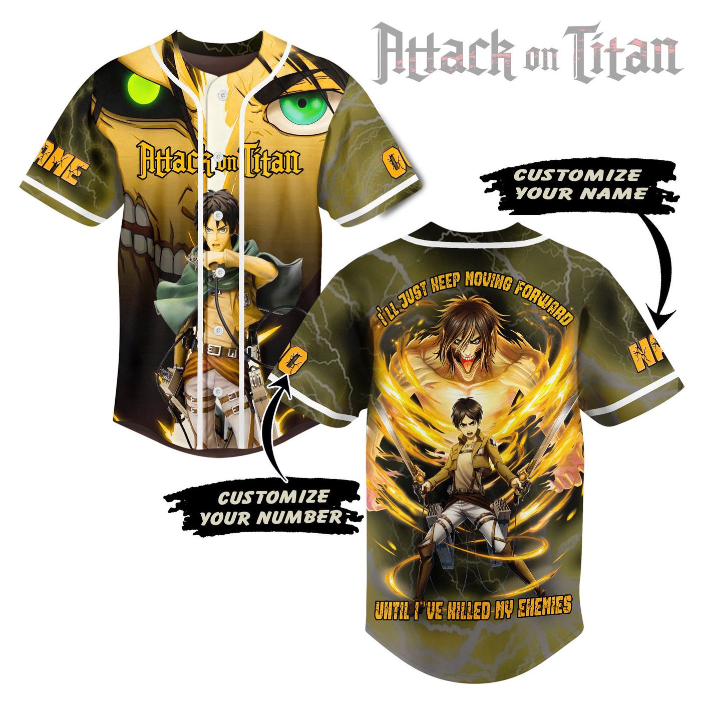 Attack On Titan Baseball Jersey For Men Women And Kids Gift
