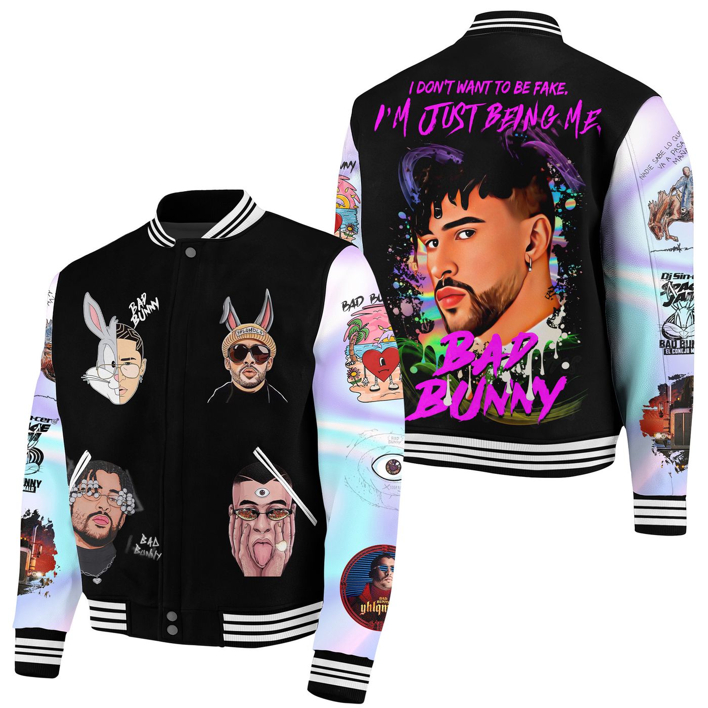 Bad Bunny New Premium Baseball Jacket Gift For Fan Bad Bunny New Premium Baseball Jacket Gift For Fan