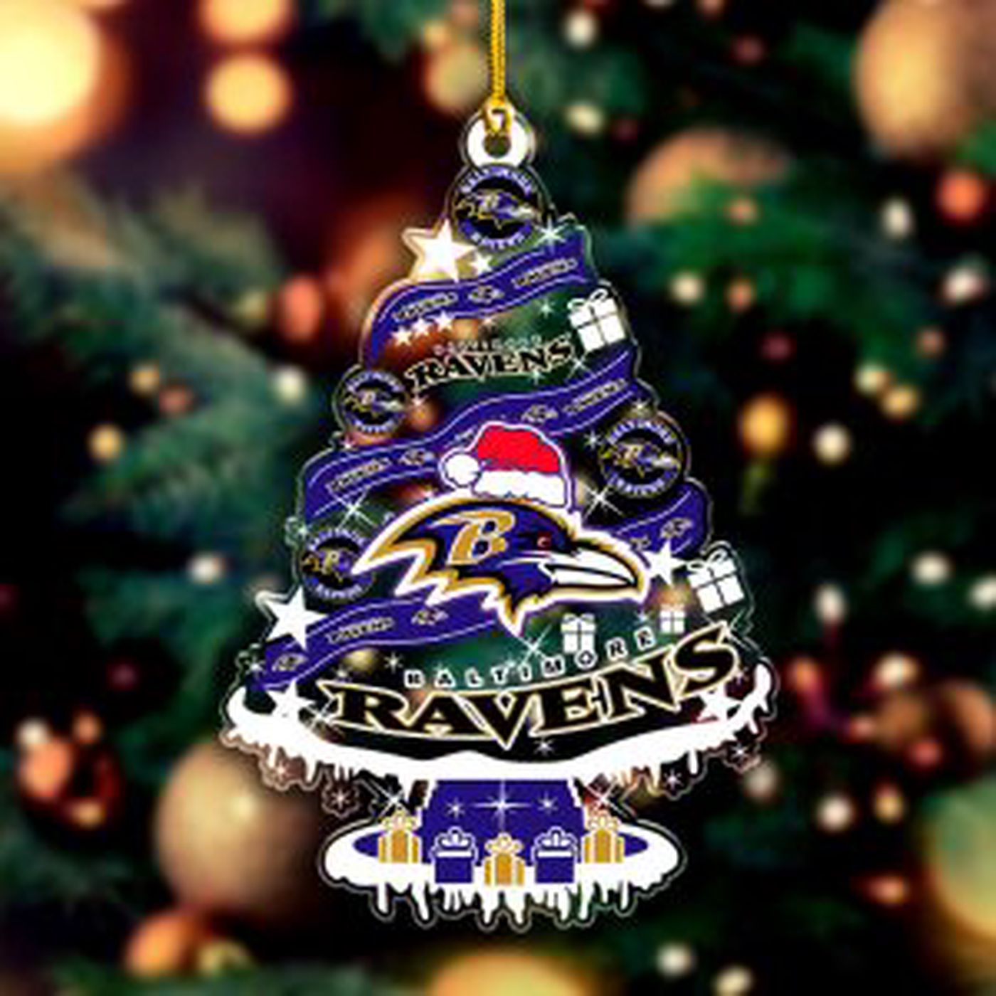 Baltimore Ravens Custom Shape Clear 1-sided Acrylic Ornament