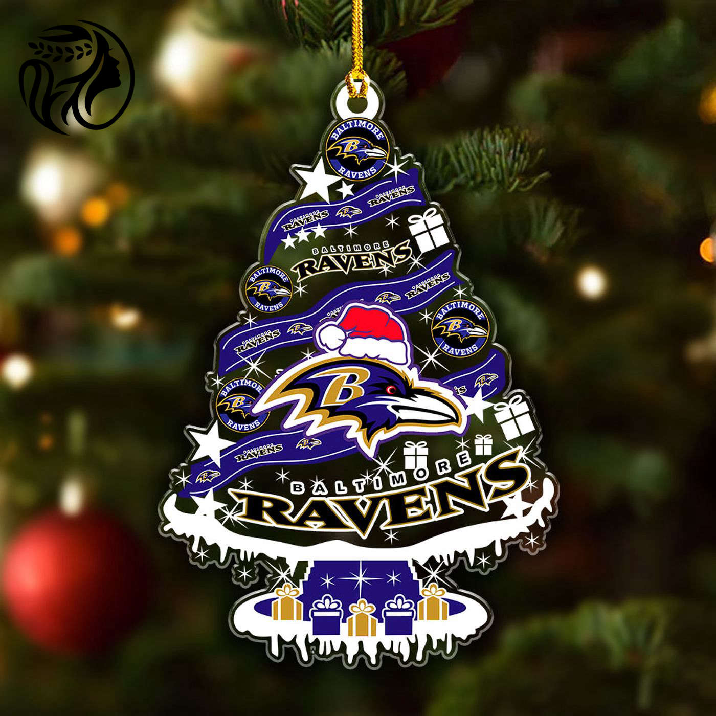 Baltimore Ravens Custom Shape Clear 1-sided Acrylic Ornament