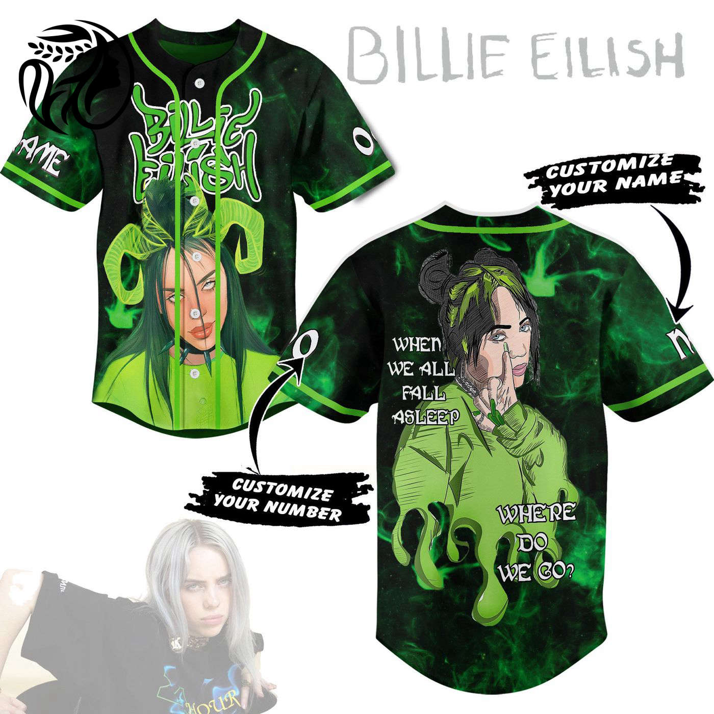 Billie Eilish Baseball Jersey For Men Women And Kids Gift