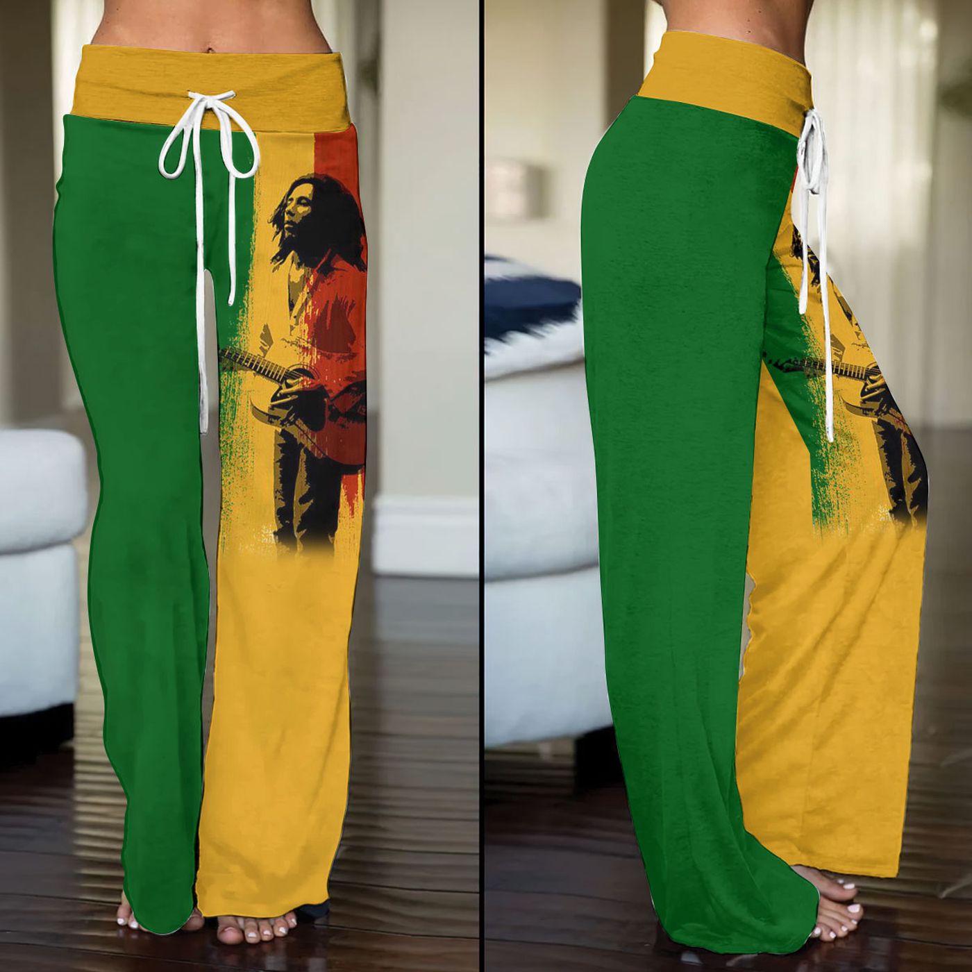 Bob Marley High-Waisted Straight-Leg Trousers  – Gift for Women