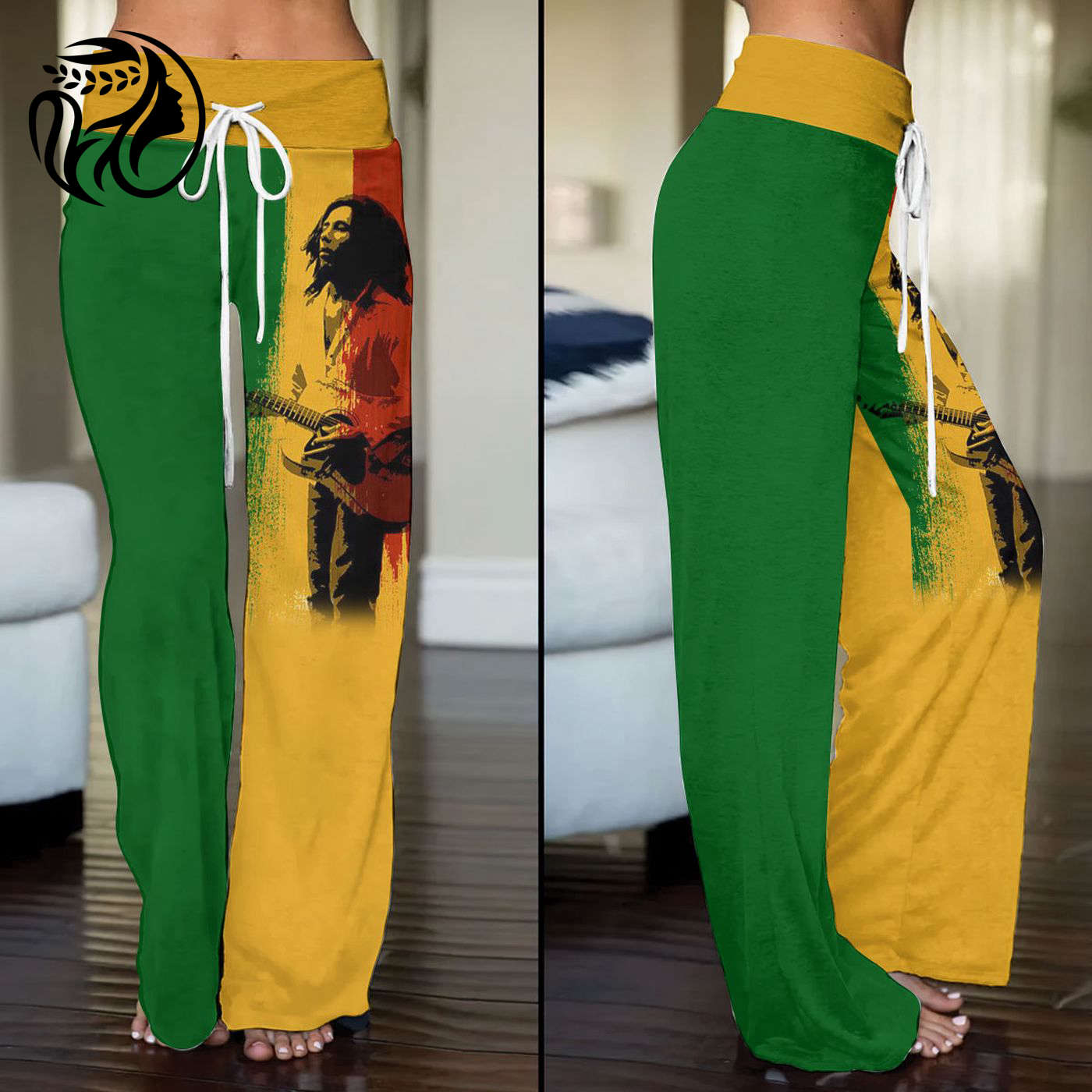 Bob Marley High-Waisted Straight-Leg Trousers  – Gift for Women