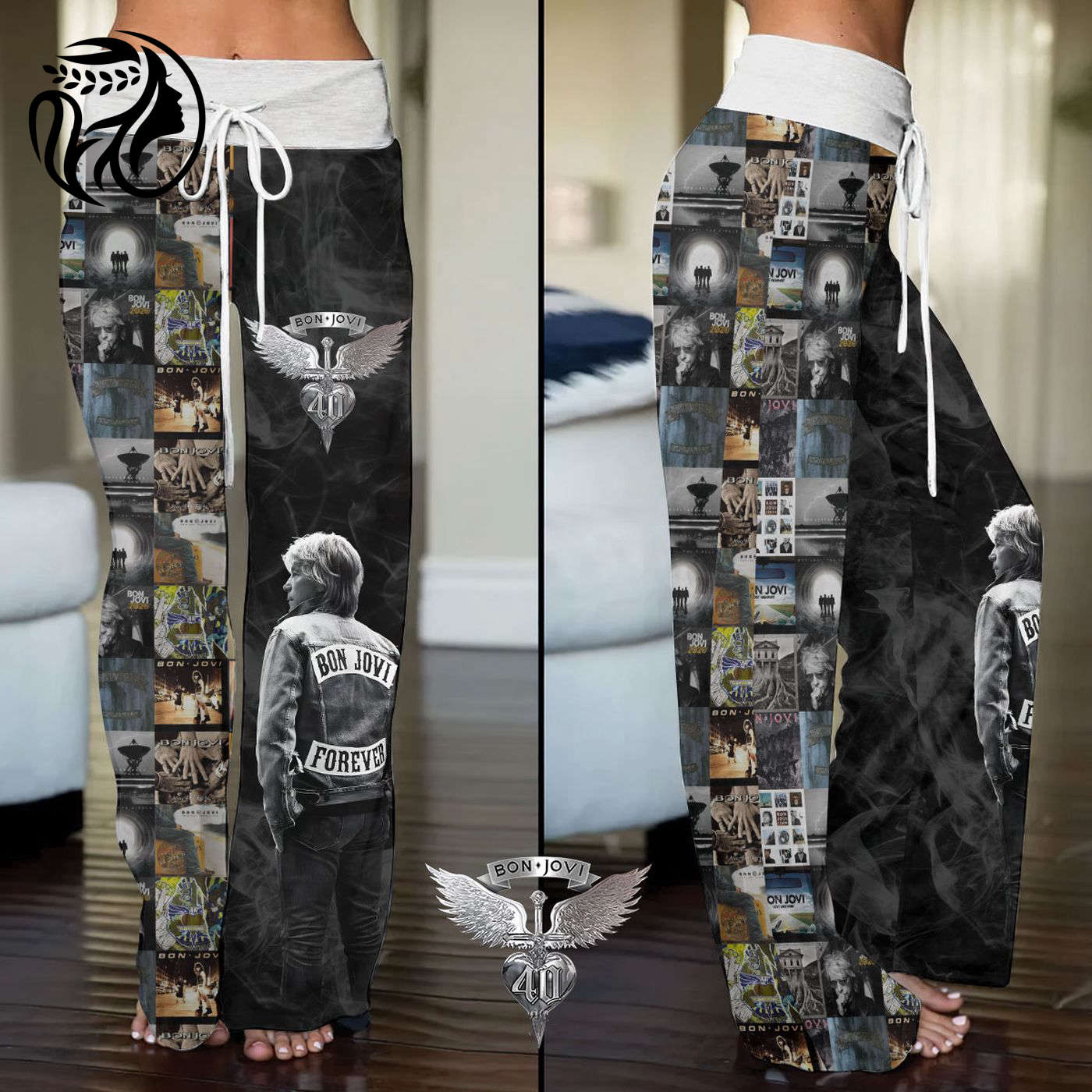 Bon Jovi High-Waisted Straight-Leg Trousers  – Gift for Women