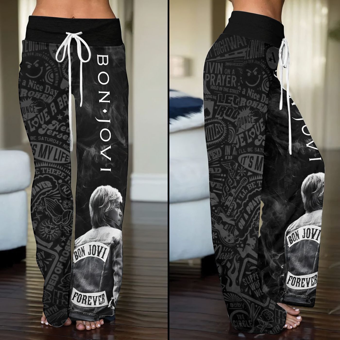 Bon Jovi High-Waisted Straight-Leg Trousers  – Gift for Women
