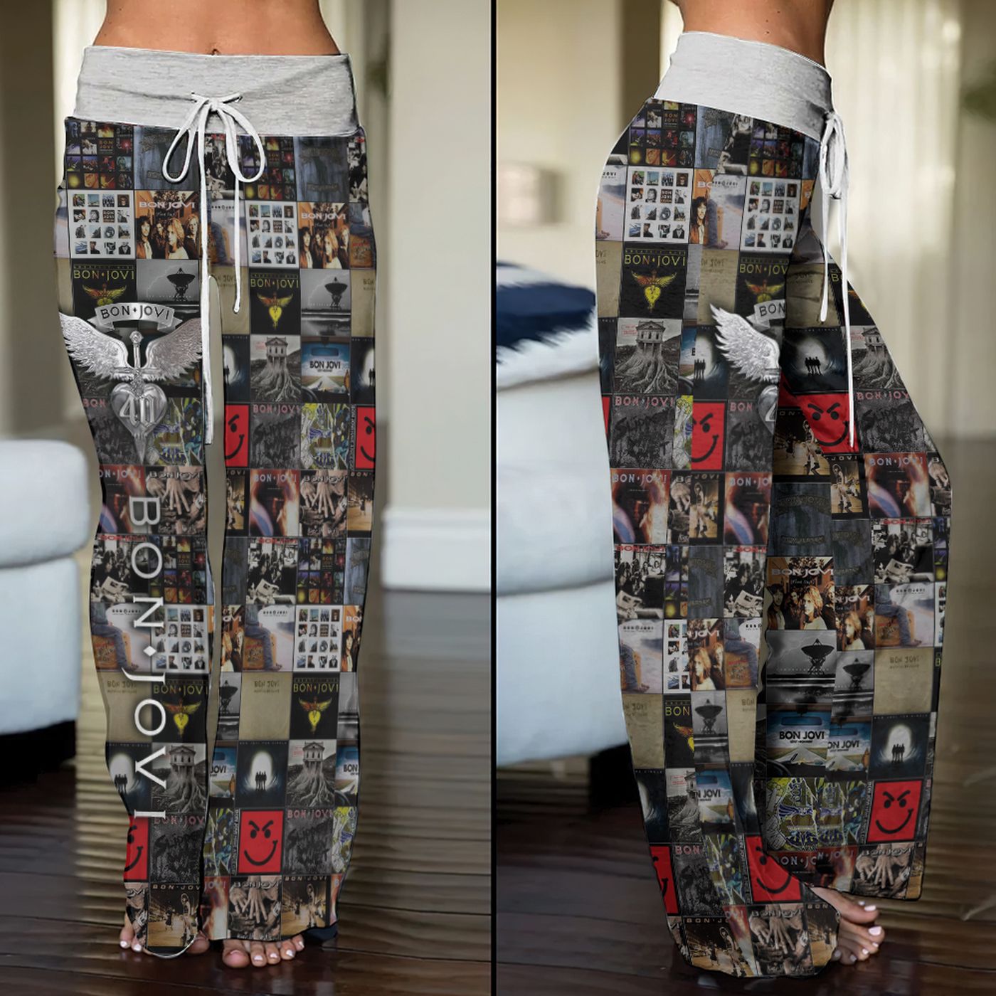Bon Jovi High-Waisted Straight-Leg Trousers  – Gift for Women