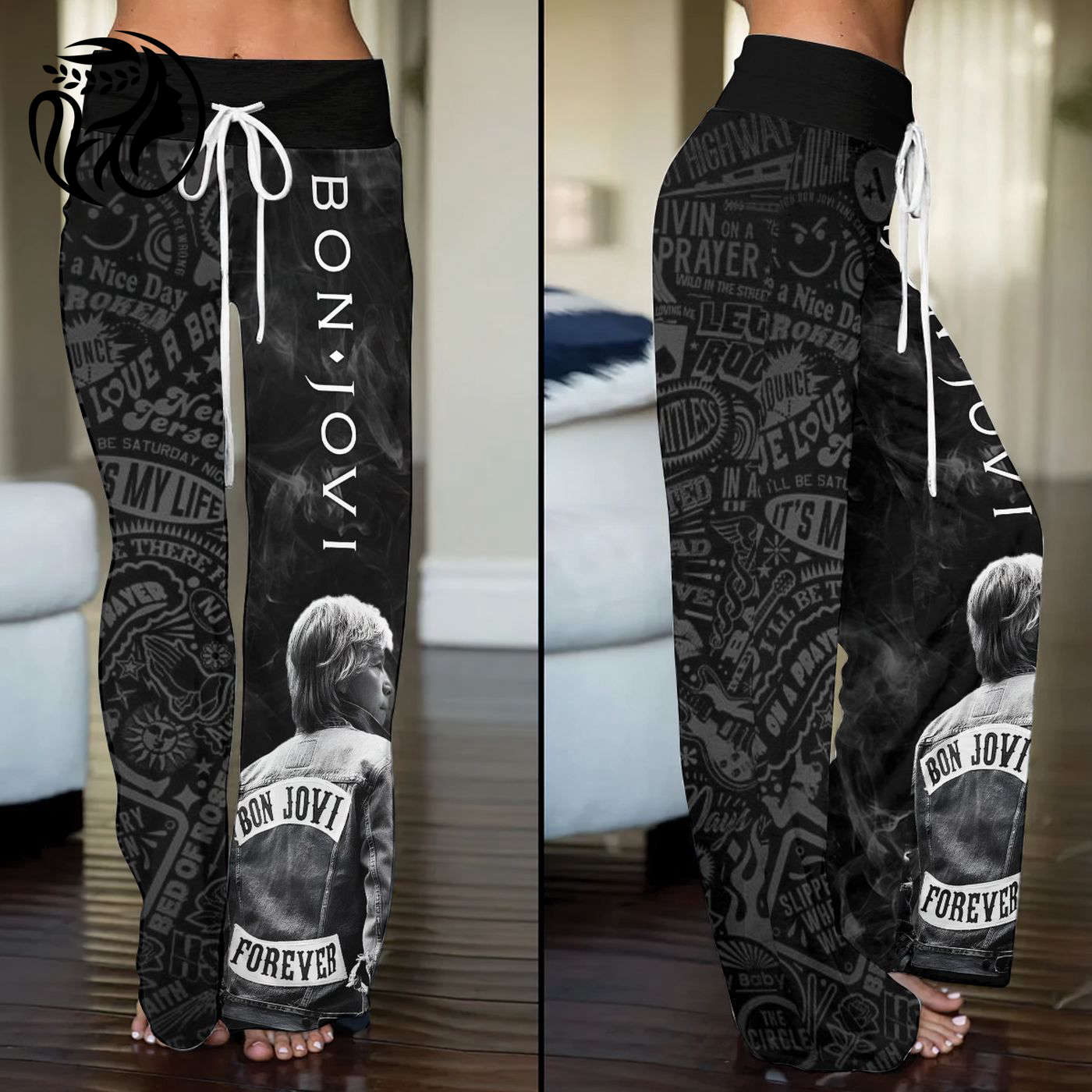 Bon Jovi High-Waisted Straight-Leg Trousers  – Gift for Women