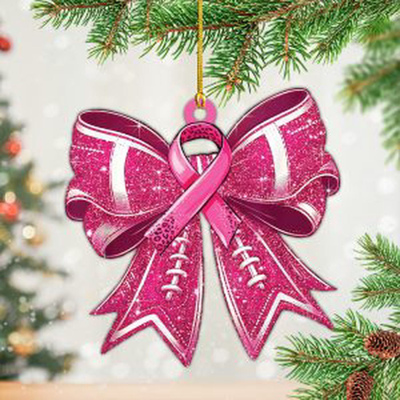 Breast Cancer Awareness Custom Shape 2-sided Acrylic Ornament Breast Cancer Awareness Custom Shape 2-sided Acrylic Ornament