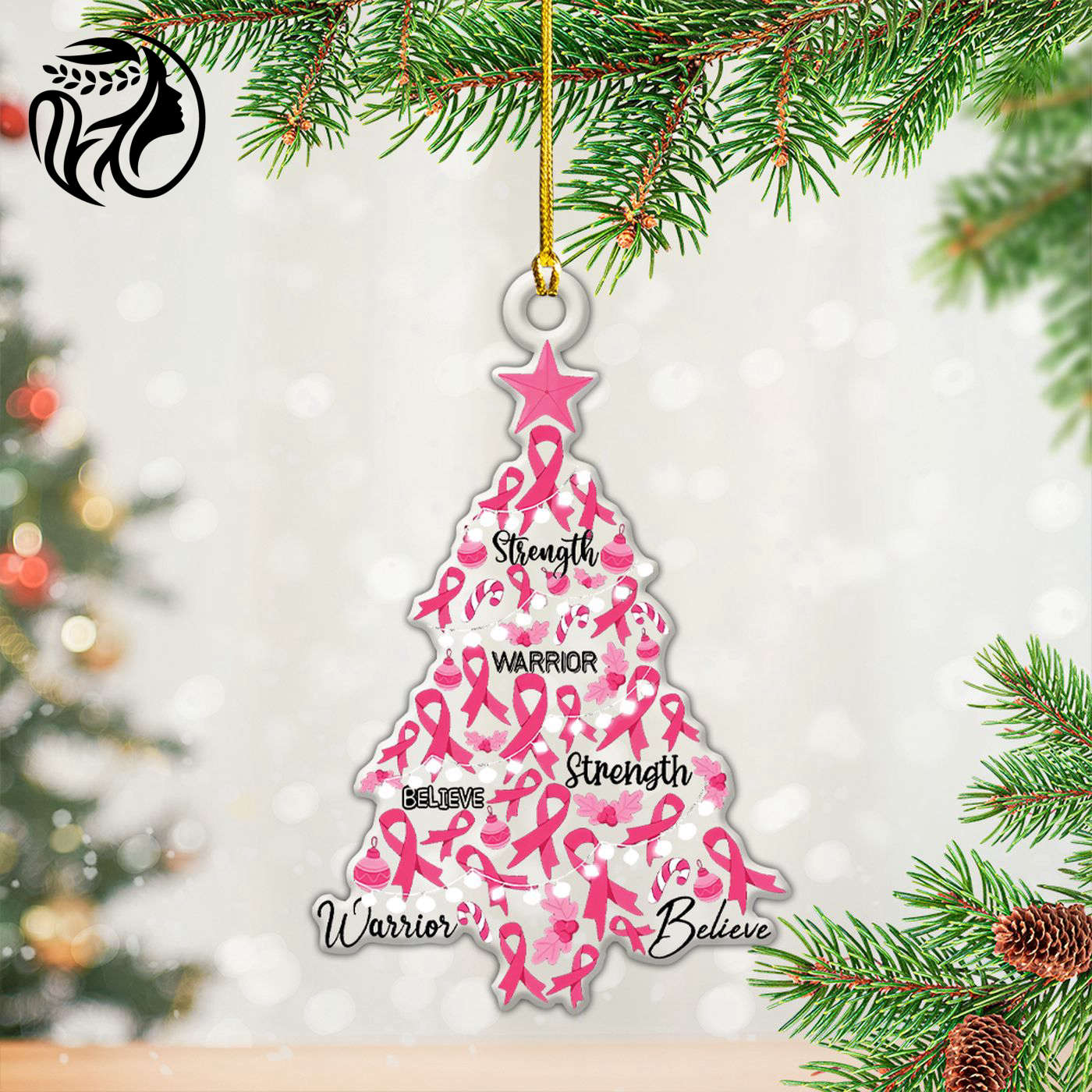 Breast Cancer Awareness Custom Shape Clear 1-sided Acrylic Ornament