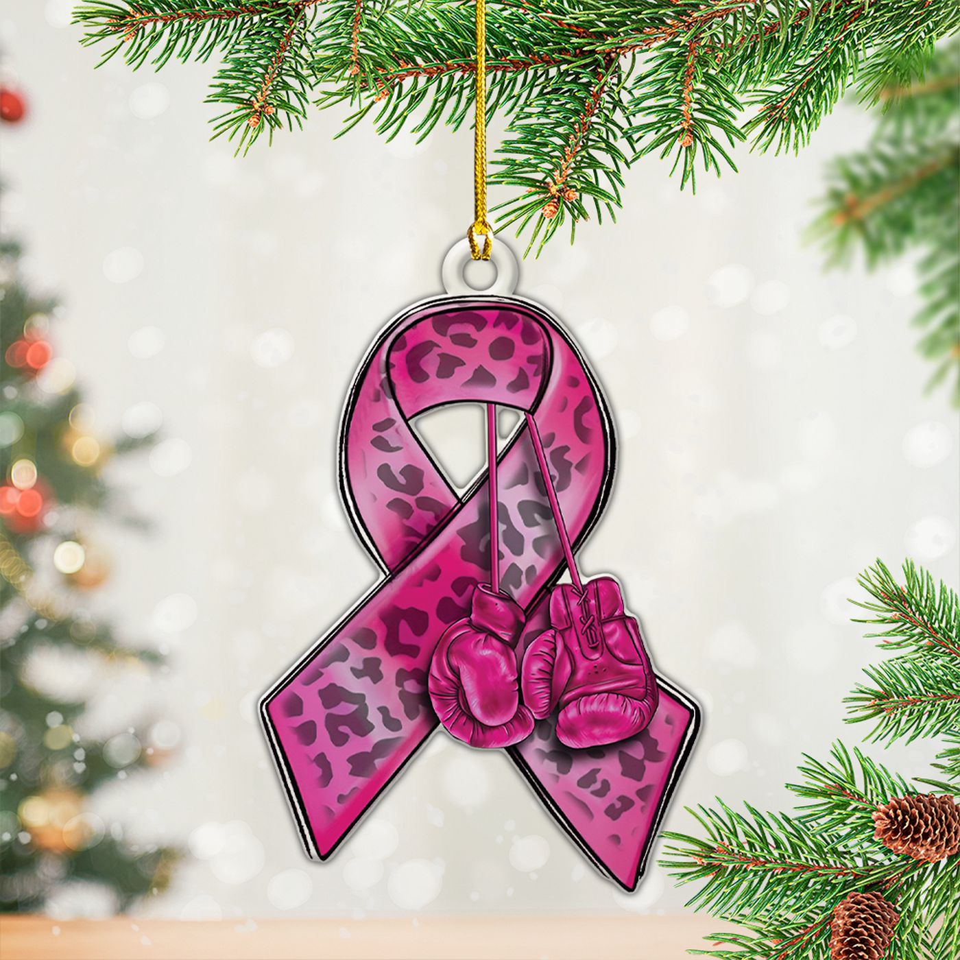Breast Cancer Awareness Custom Shape Clear 1-sided Acrylic Ornament Gift