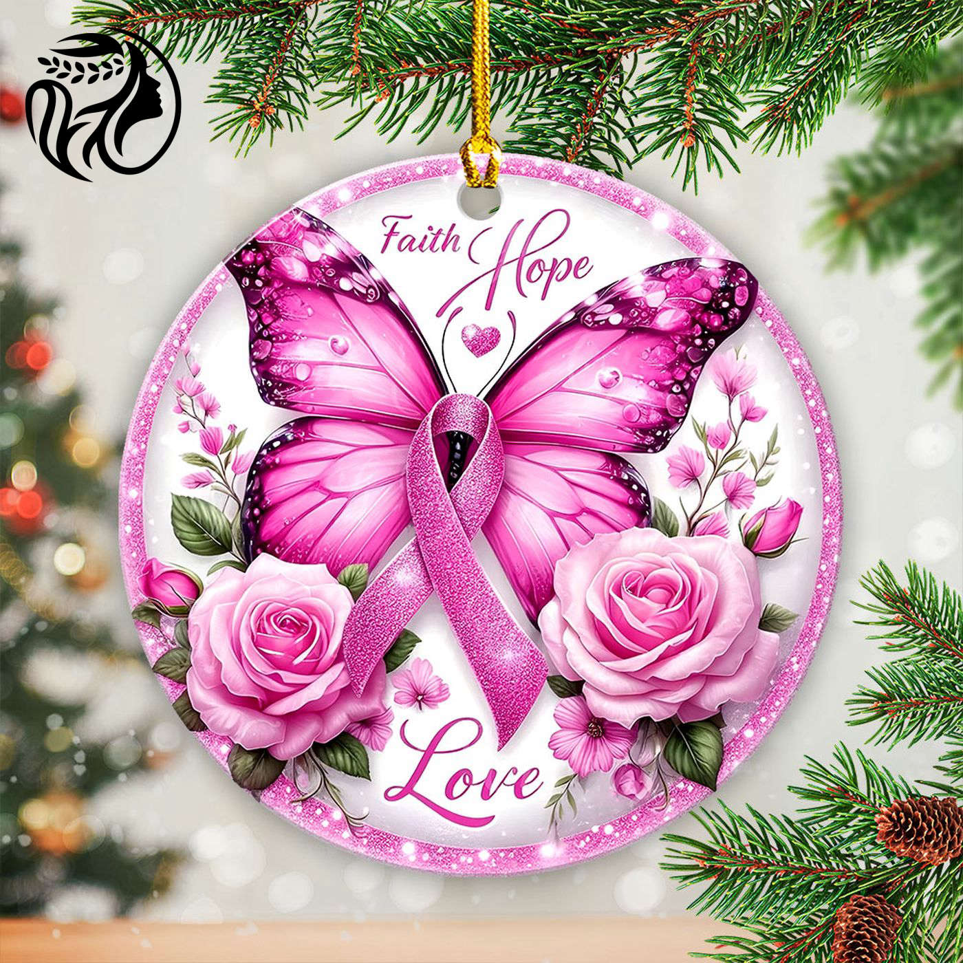 Breast Cancer Awareness Fixed Shape 2-sided Acrylic Ornament Gift