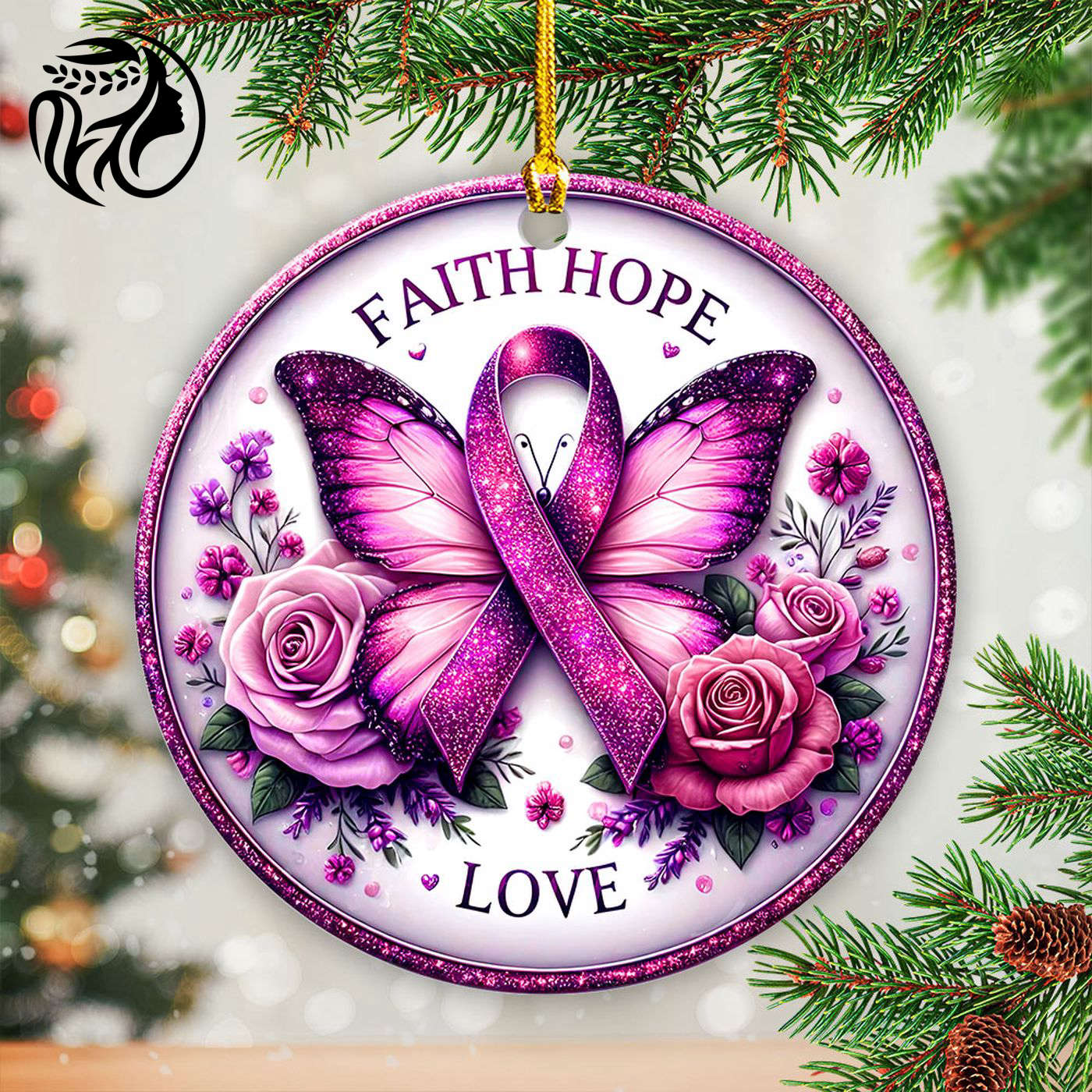Breast Cancer Awareness Fixed Shape 2-sided Acrylic Ornament Gift