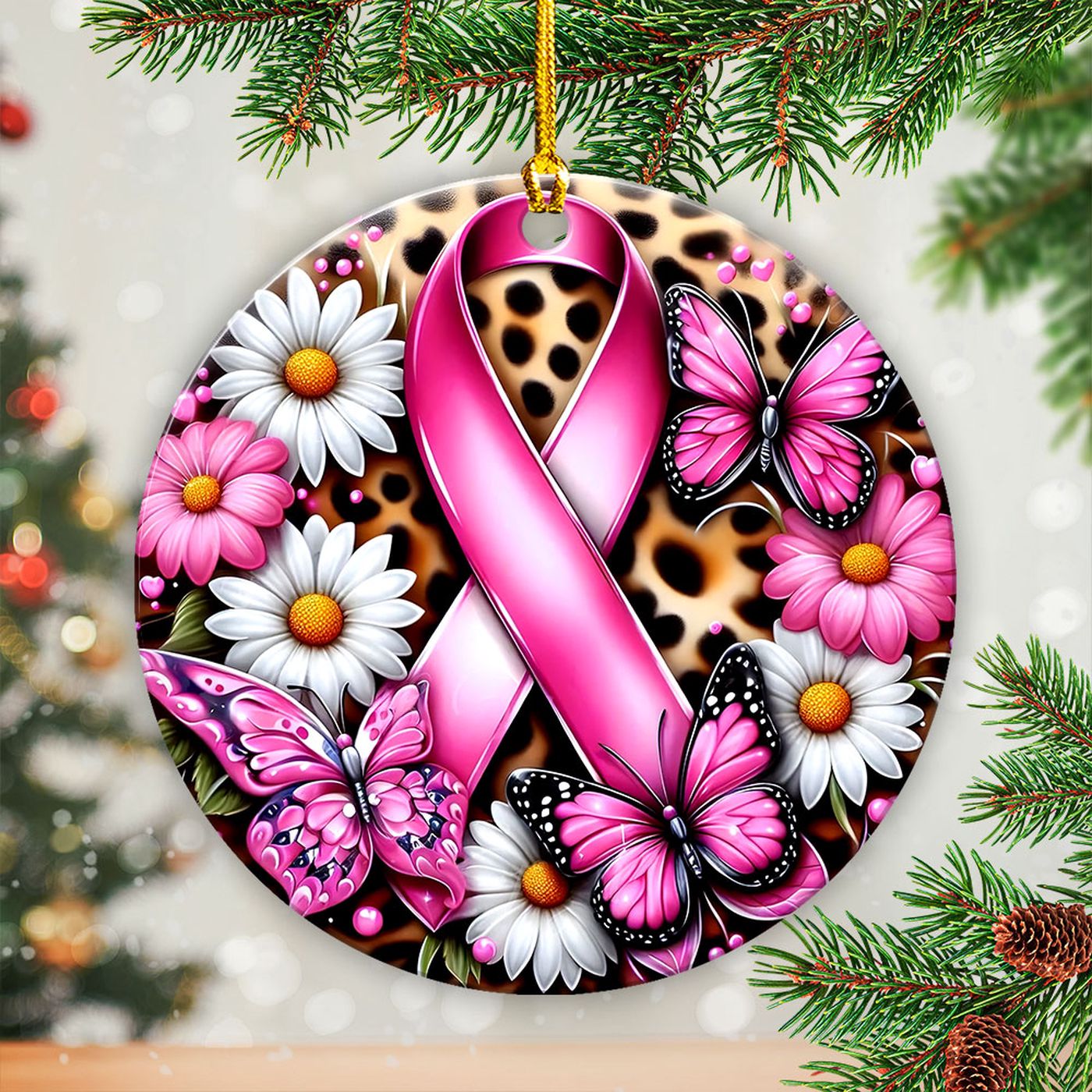 Breast Cancer Awareness Fixed Shape 2-sided Acrylic Ornament Gift