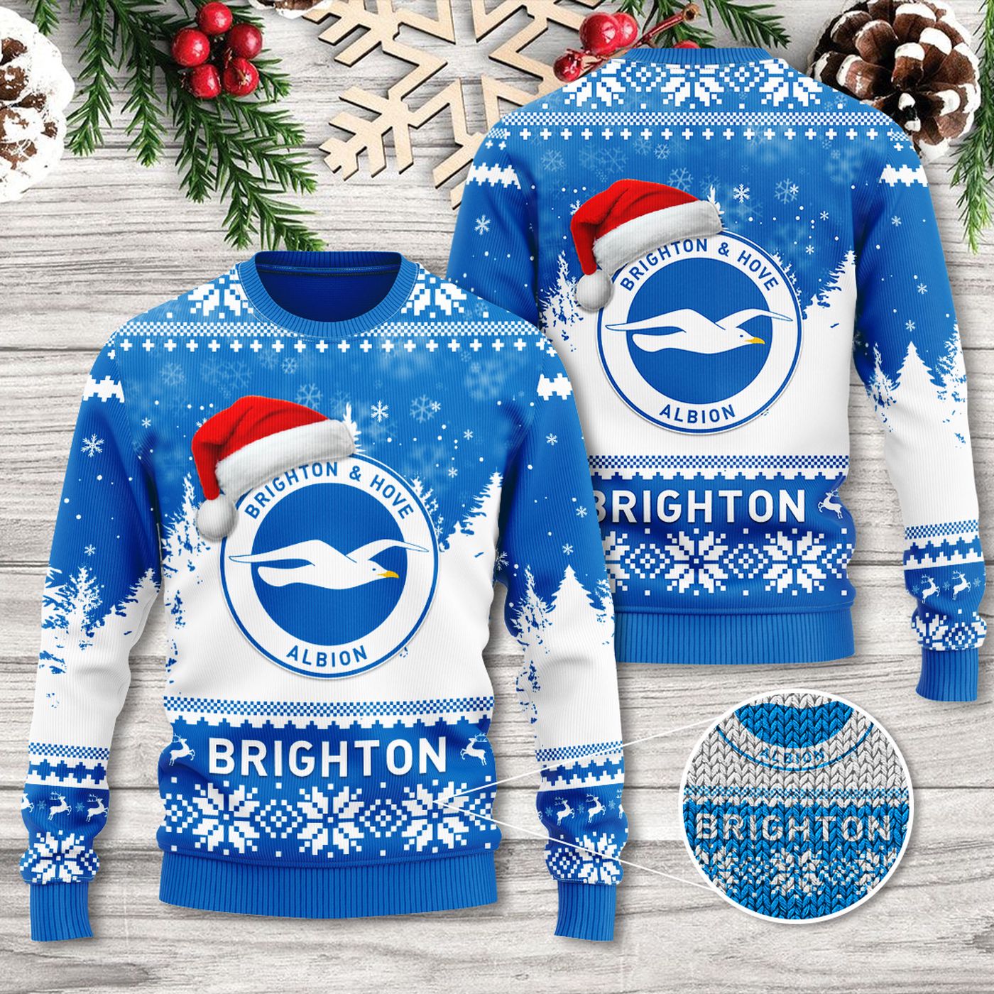 Brighton & Hove Albion FC 3D Ugly Sweater  – Gift for Women –  – Gift for Women for Men Women Christmas Day
