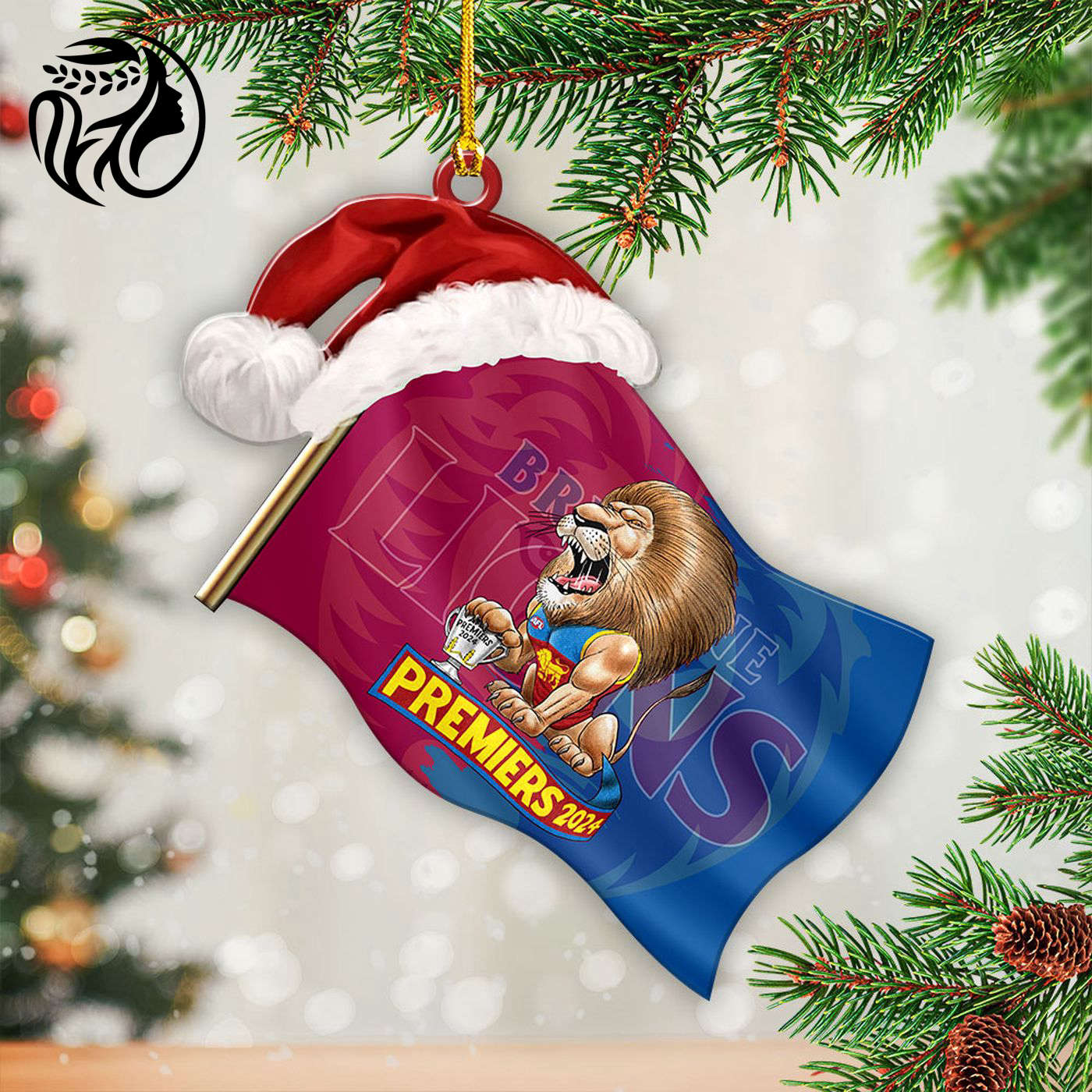 Brisbane Lions Custom Shape 2-sided Acrylic Ornament