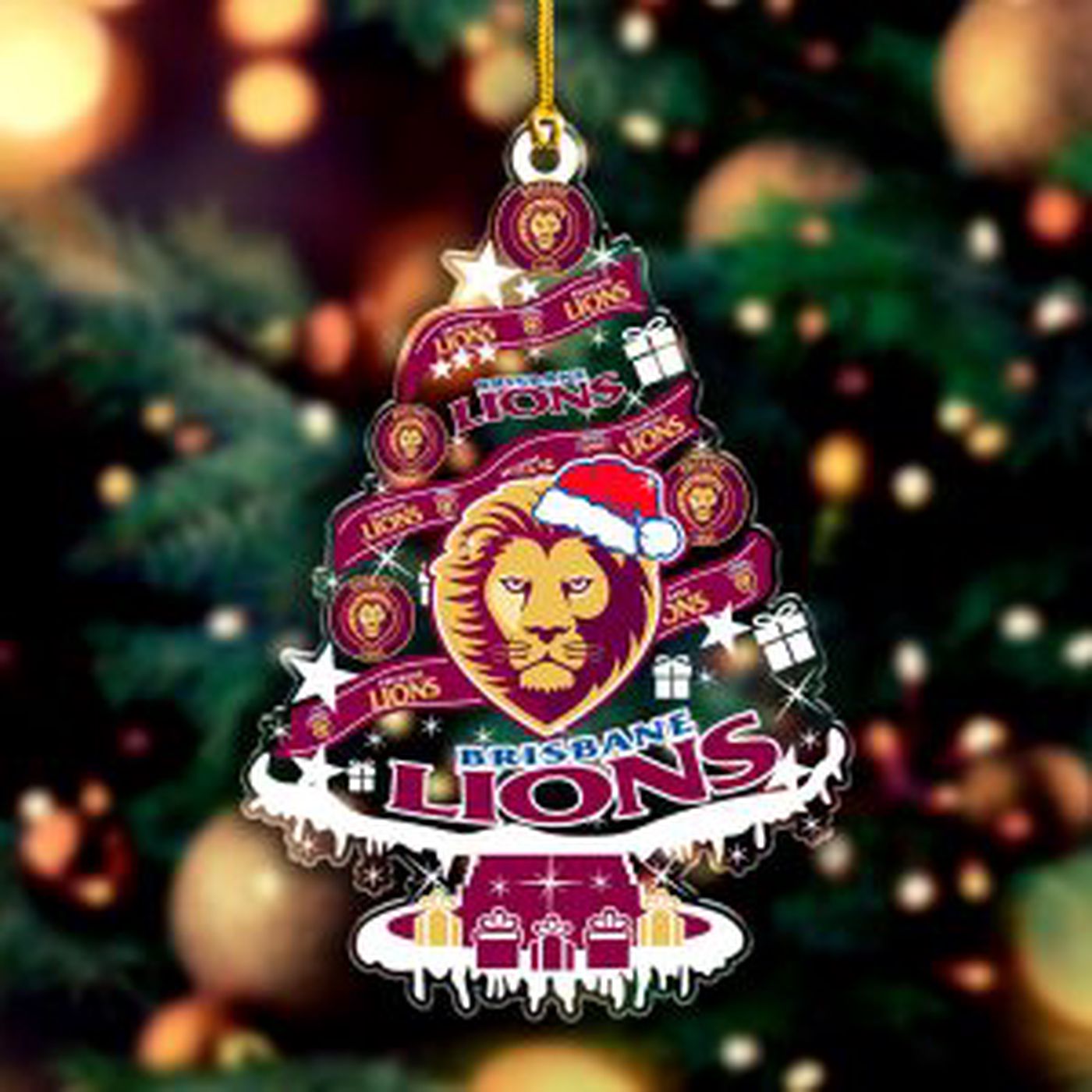 Brisbane Lions Custom Shape Clear 1-sided Acrylic Ornament Gift