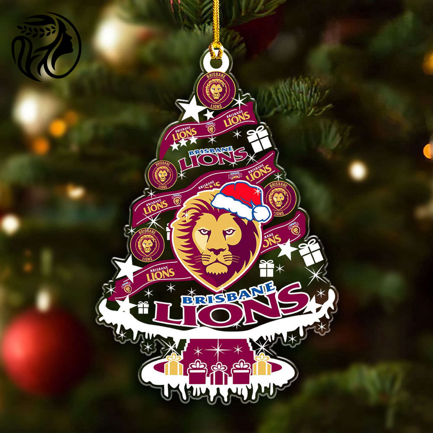 Brisbane Lions Custom Shape Clear 1-sided Acrylic Ornament Gift