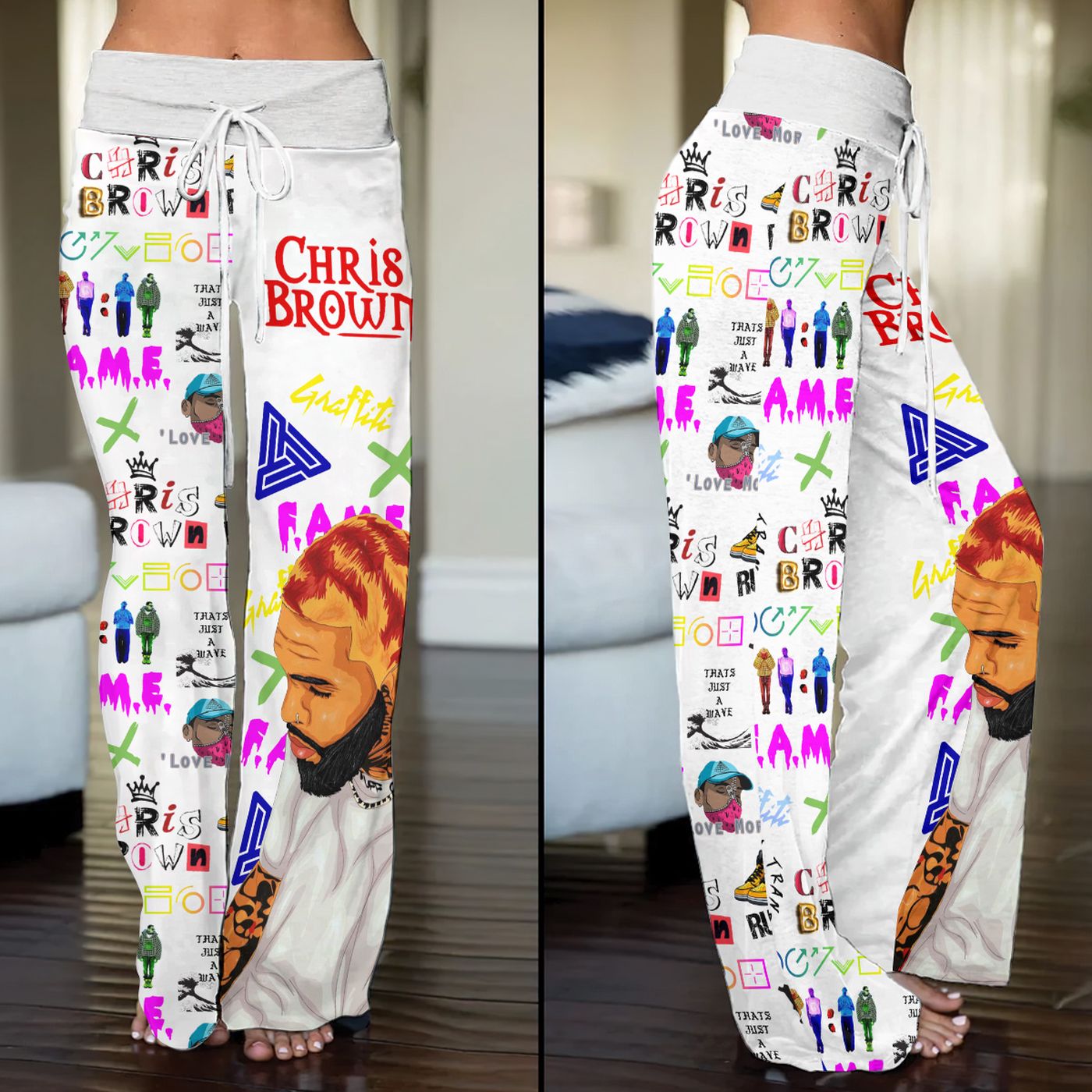 Chris Brown High-Waisted Straight-Leg Trousers  – Gift for Women