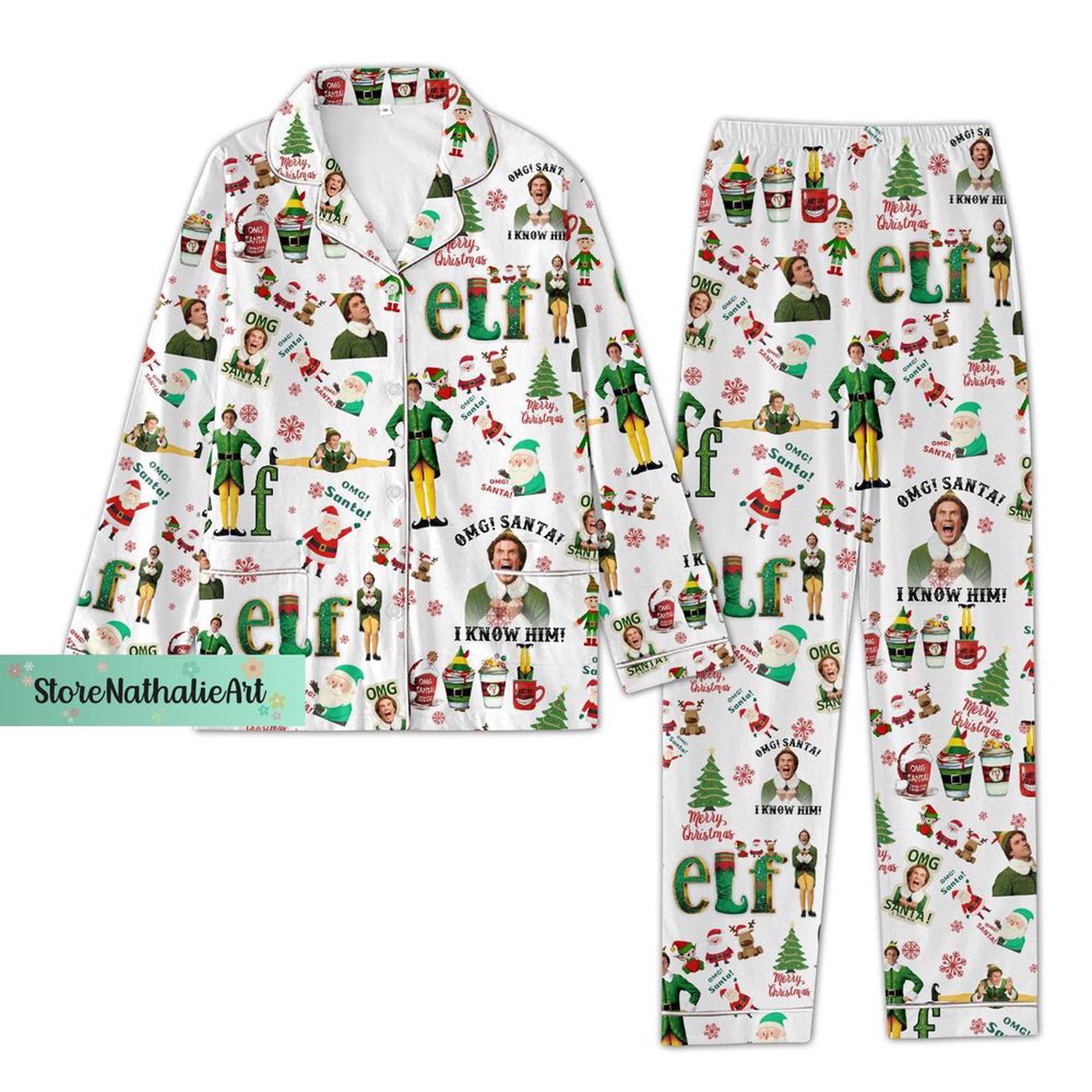 Elf Movie Women Pajamas – Christmas Elf Pajamas Set for Festive Nights!
