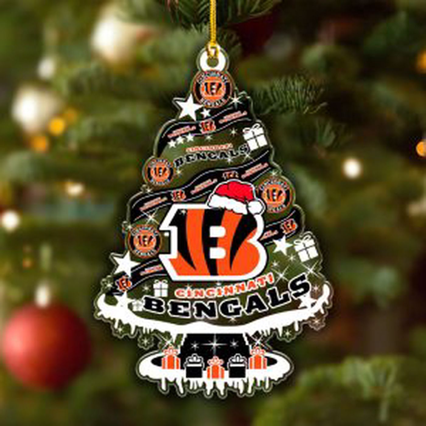 Cincinnati Bengals Custom Shape Clear 1-sided Acrylic Ornament