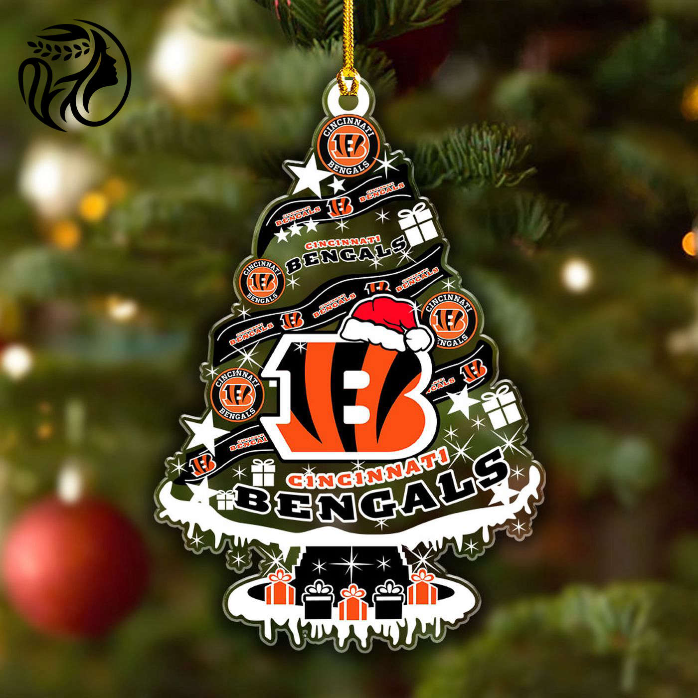Cincinnati Bengals Custom Shape Clear 1-sided Acrylic Ornament