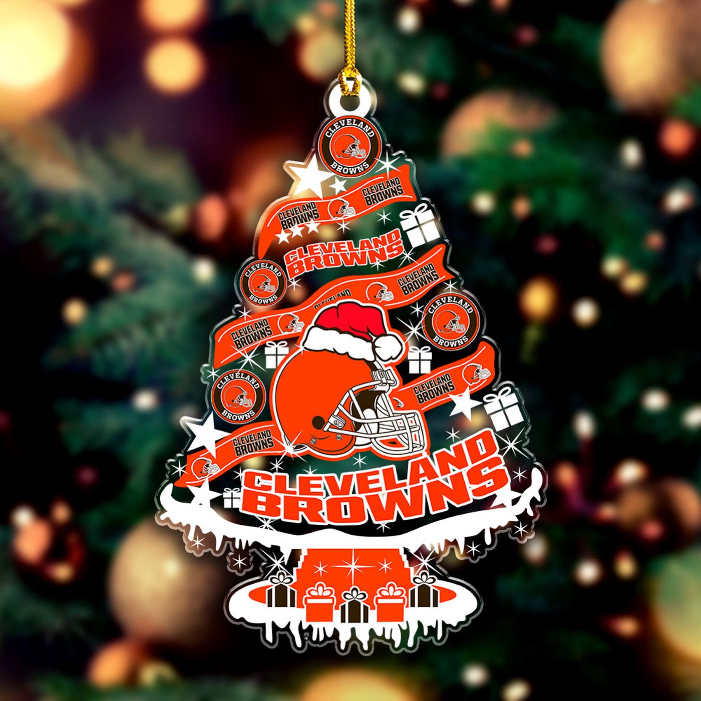 Cleveland Browns Custom Shape Clear 1-sided Acrylic Ornament