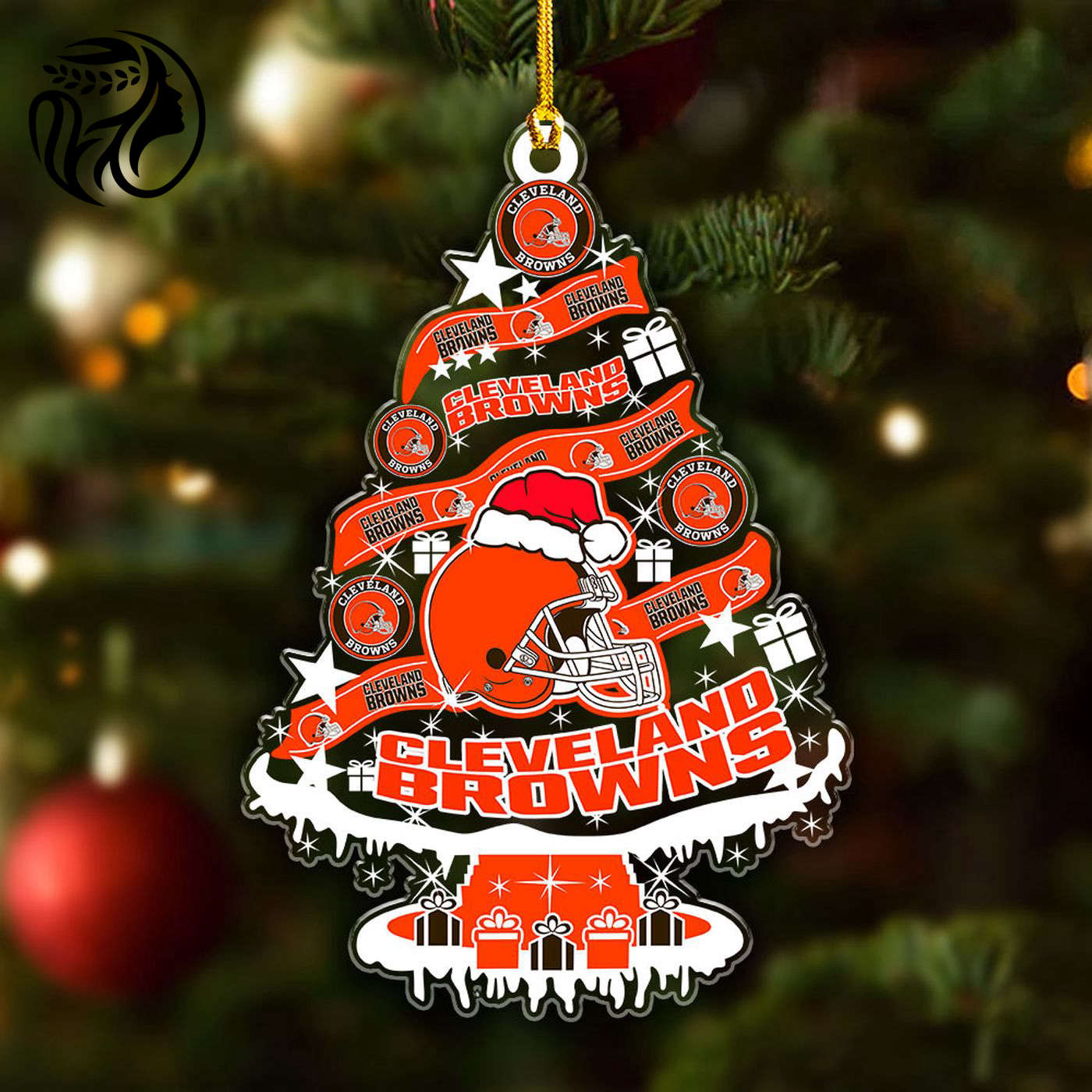 Cleveland Browns Custom Shape Clear 1-sided Acrylic Ornament