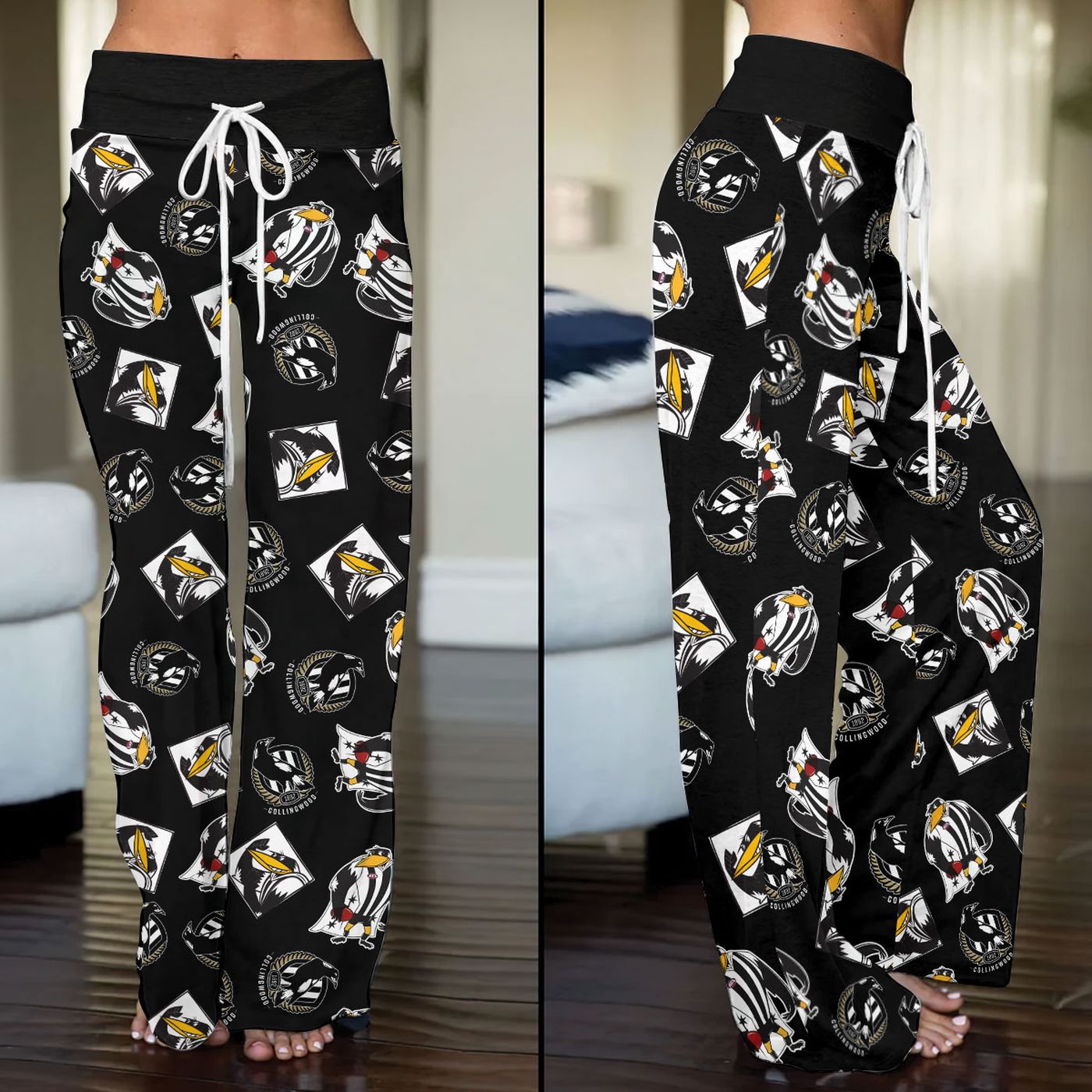 Collingwood FC High-Waisted Straight-Leg Trousers  – Gift for Women