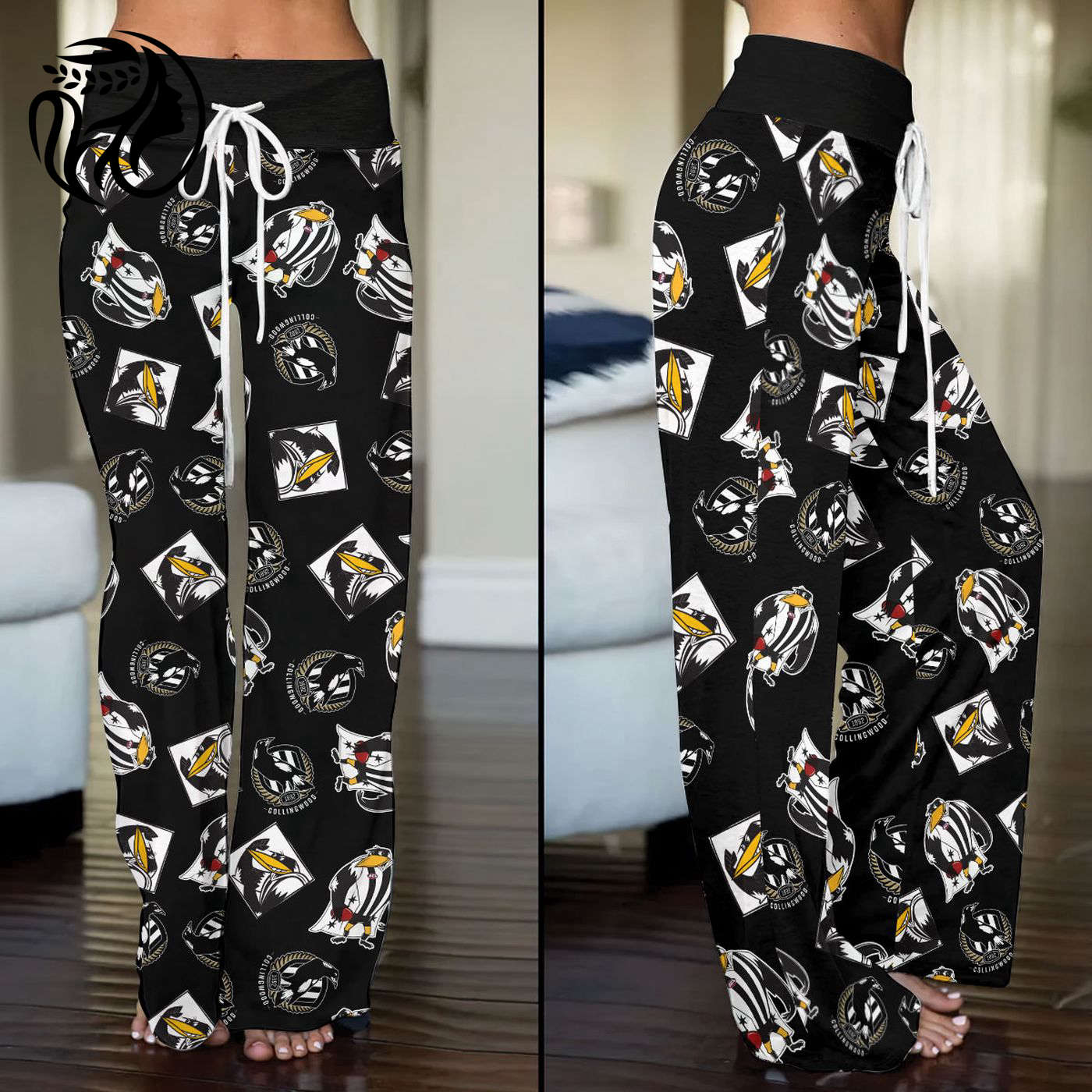 Collingwood FC High-Waisted Straight-Leg Trousers  – Gift for Women